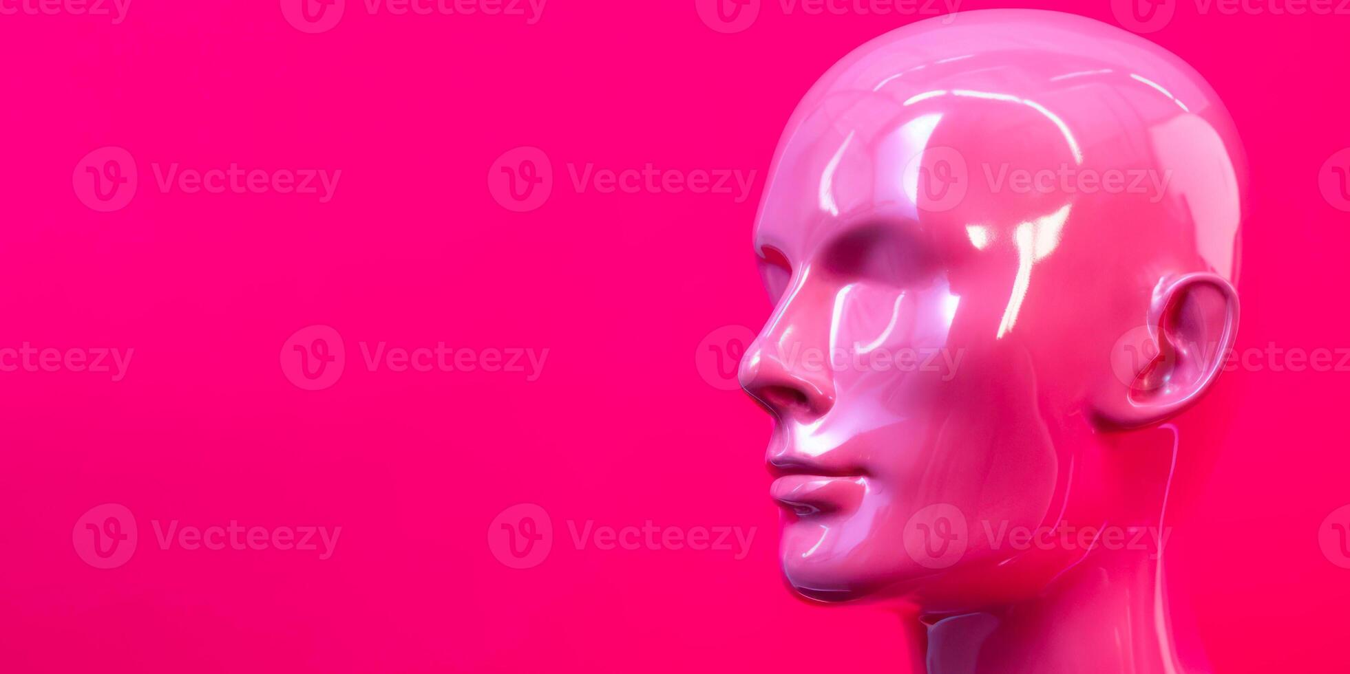 maschio testa indossatrice su rosa sfondo copia spazio generativo ai foto