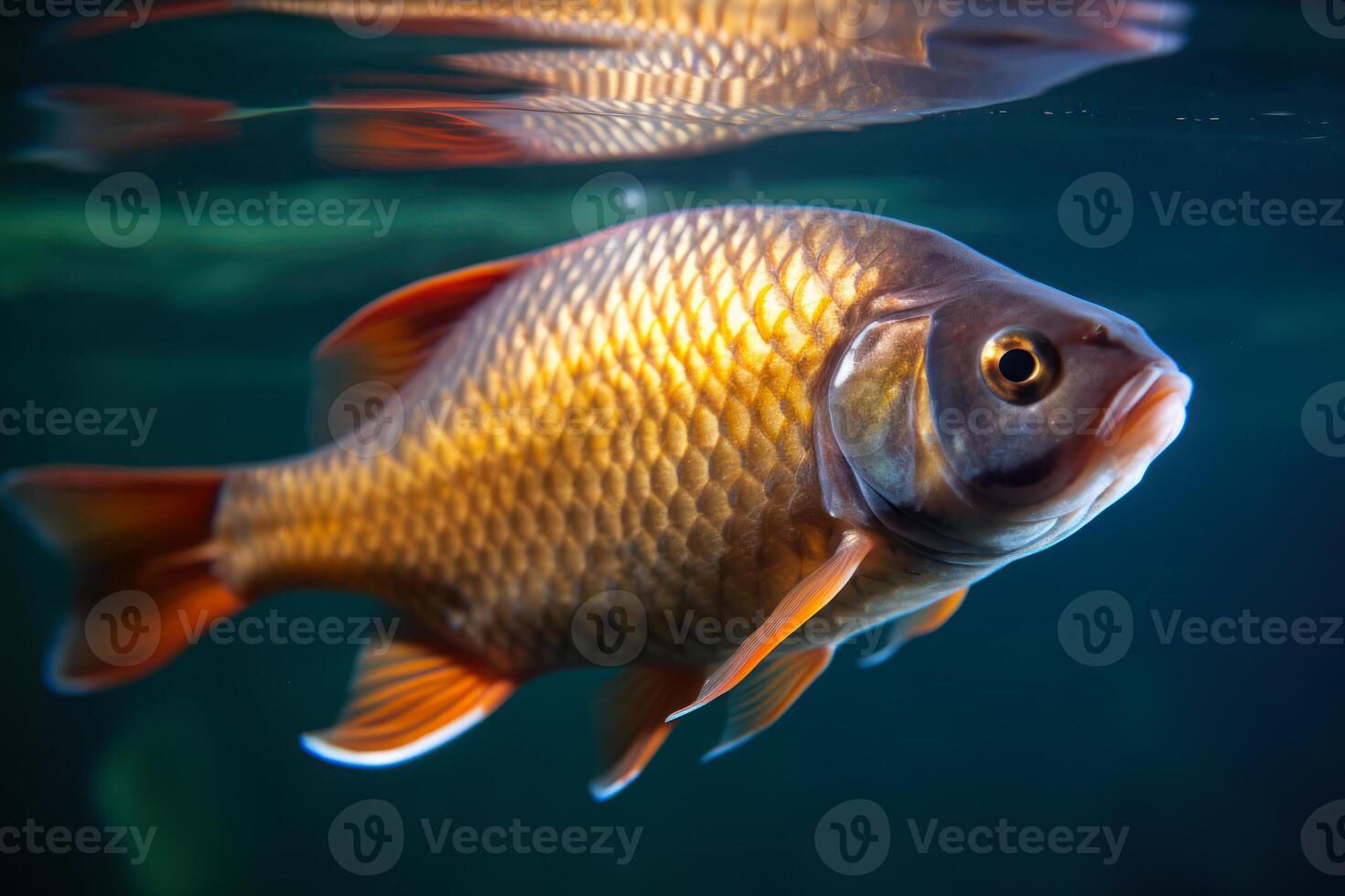 carassio carpa fiume pesce generativo ai foto