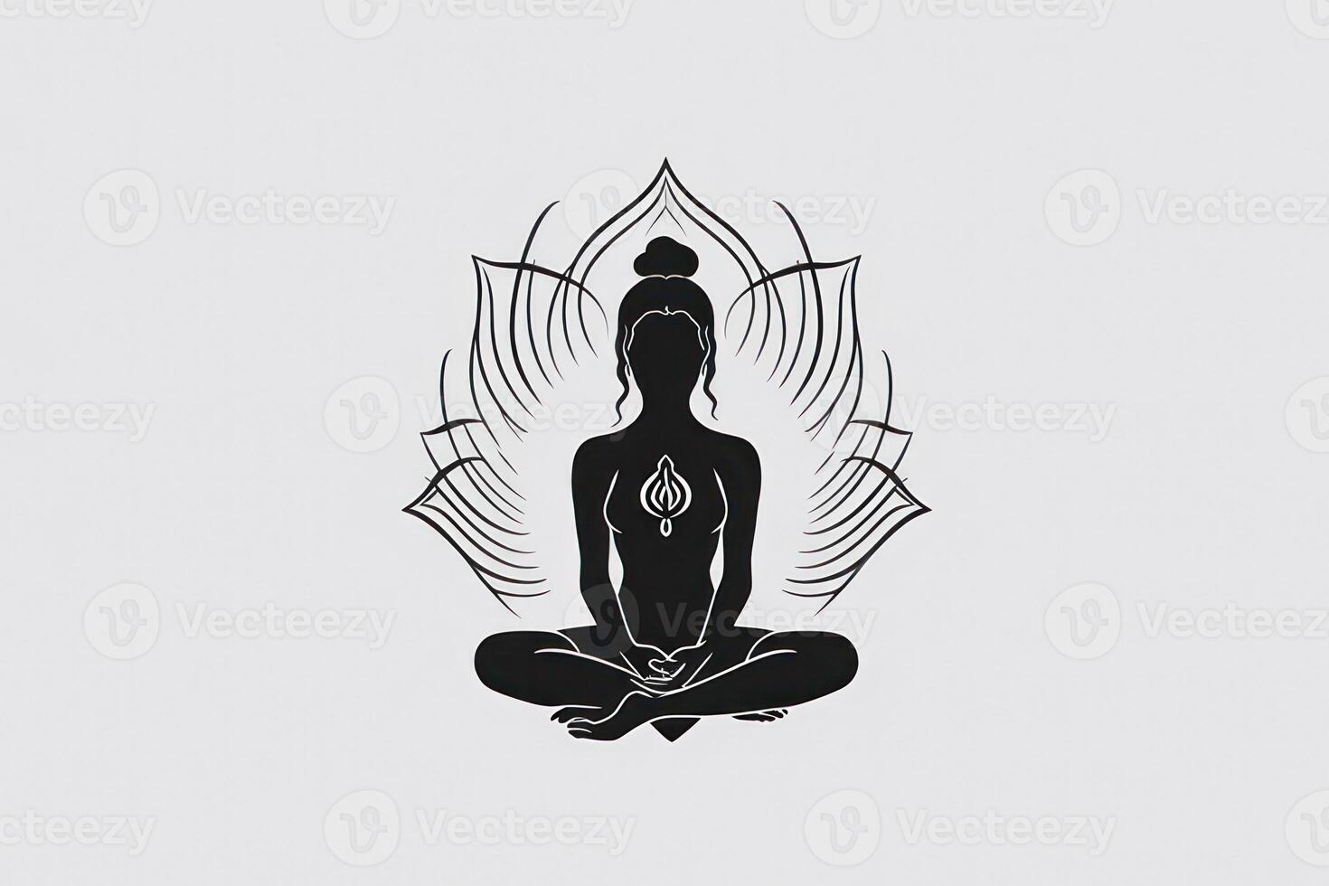 meditazione yoga umano nel loto minimalista logo orientale divinità generativo ai foto