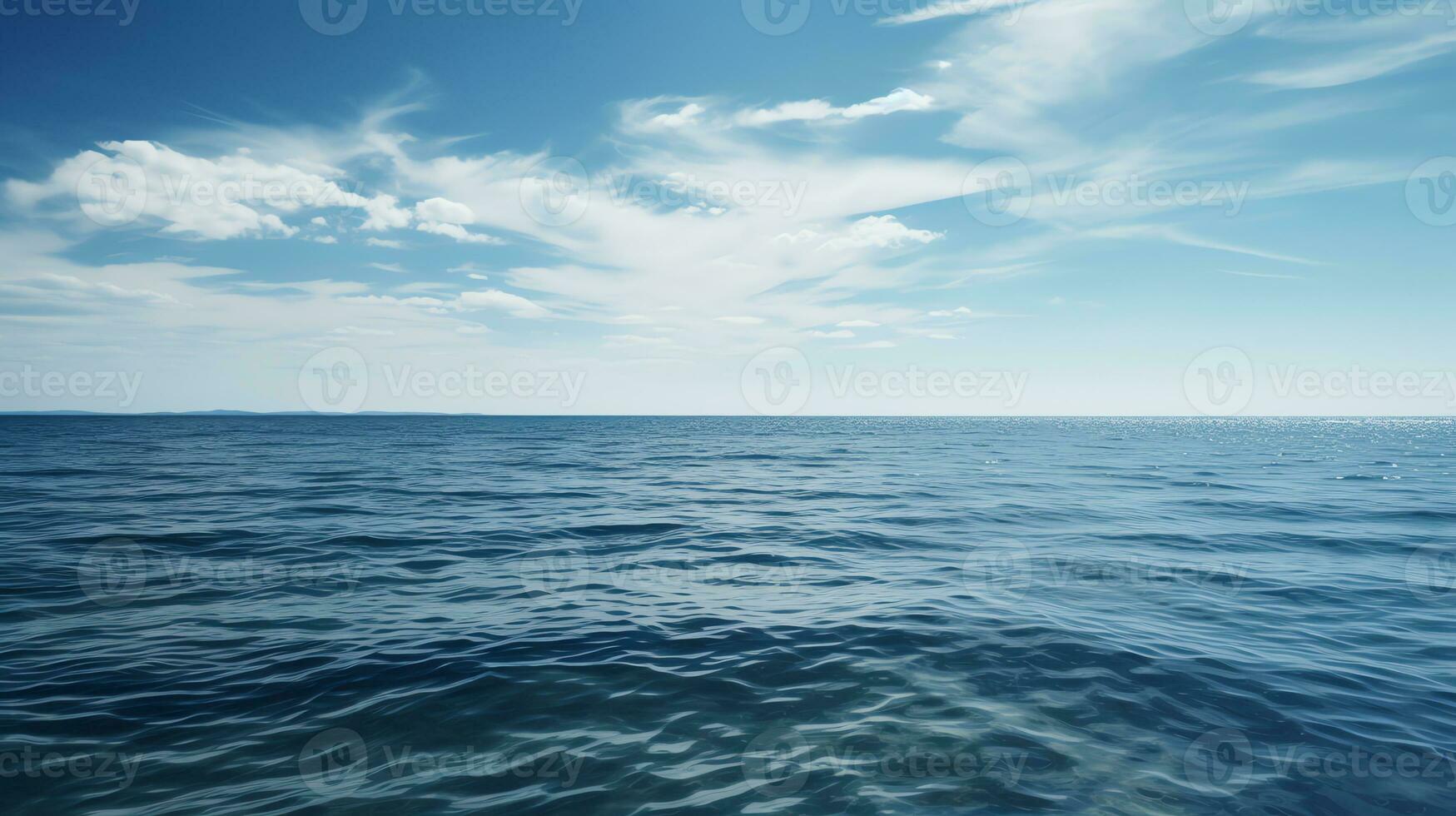 oceano con blu cielo generato di ai foto