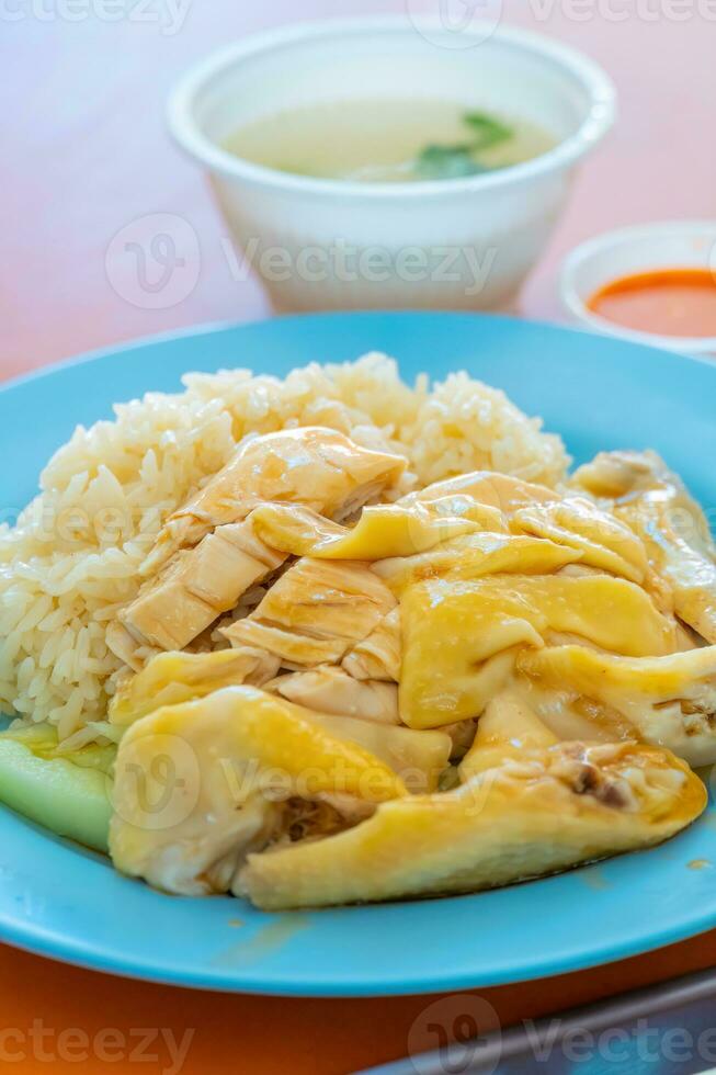 hainanese pollo Riso, famoso nel Singapore foto