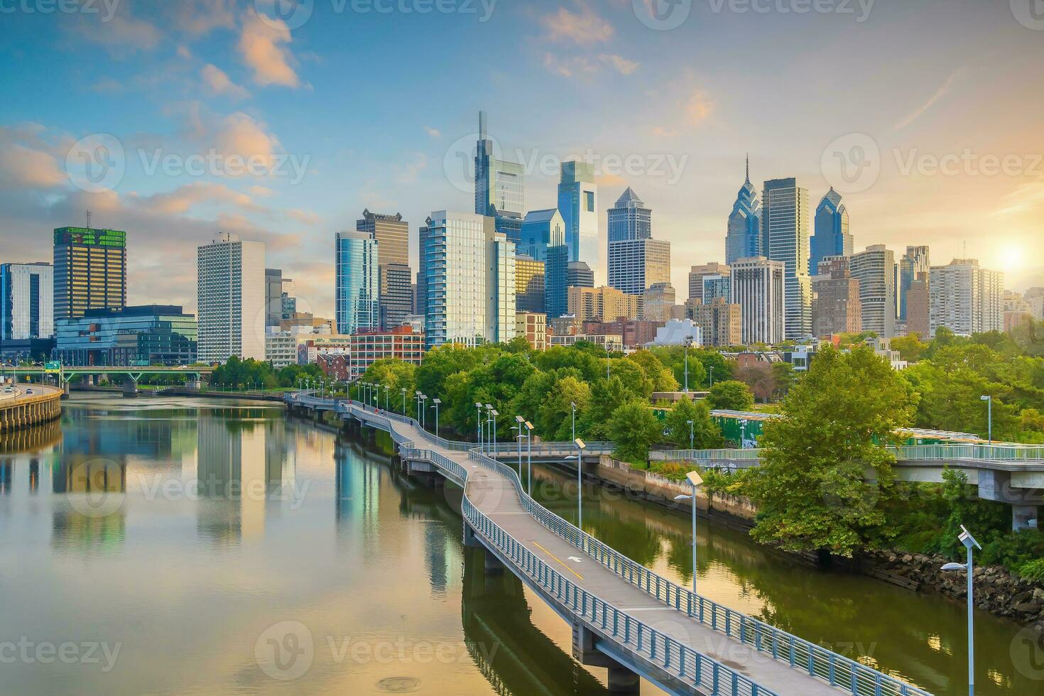 Filadelfia centro città orizzonte, paesaggio urbano di Pennsylvania foto