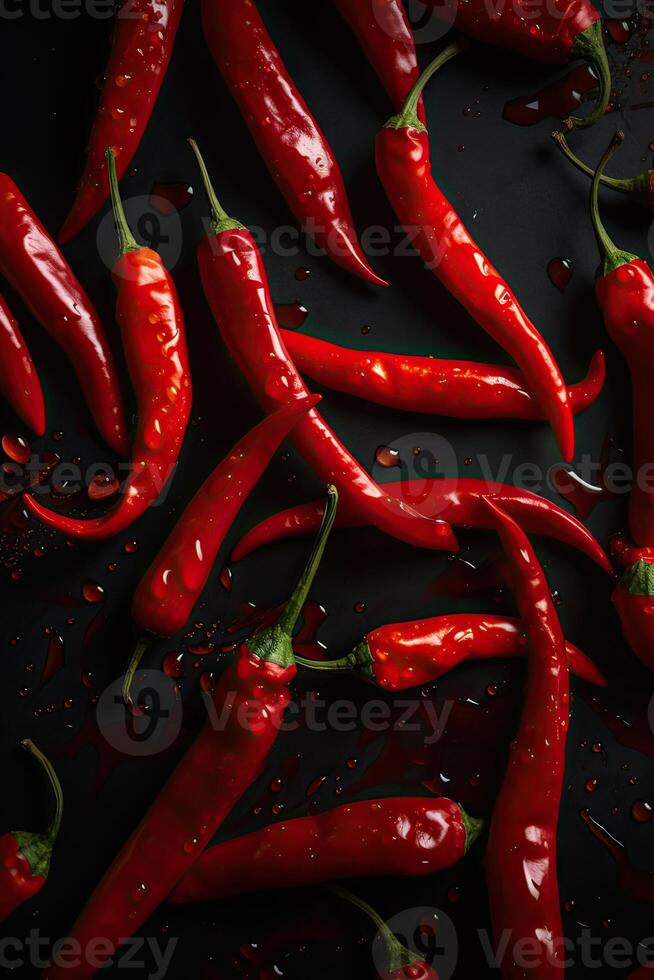 rosso caldo peperoncino peperoni modello struttura sfondo. vicino su. un' fondale di rosso caldo peperoncino peperoni. generativo ai. foto