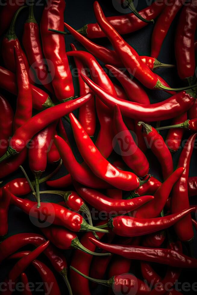 rosso caldo peperoncino peperoni modello struttura sfondo. vicino su. un' fondale di rosso caldo peperoncino peperoni. generativo ai. foto