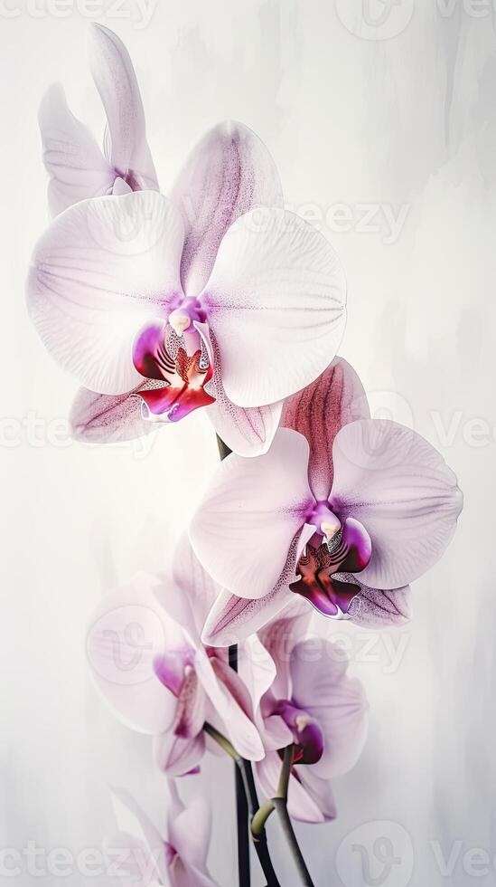 avvicinamento scatti di sorprendente fioritura orchidea fiore ramo. generativo ai. foto