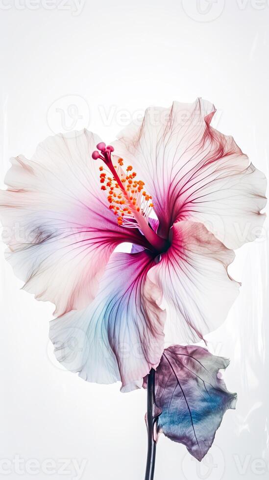 Impressionante Immagine di morbido colore fiorire ibisco fiore. generativo ai. foto