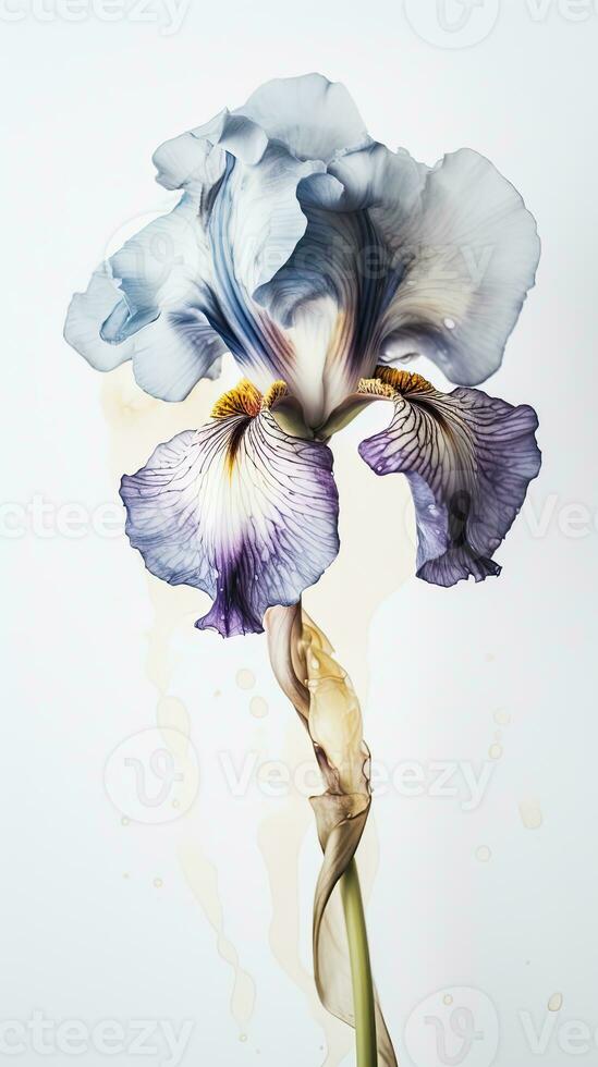 sorprendente Immagine di fiorire iris fiore con acqua gocce. generativo ai. foto