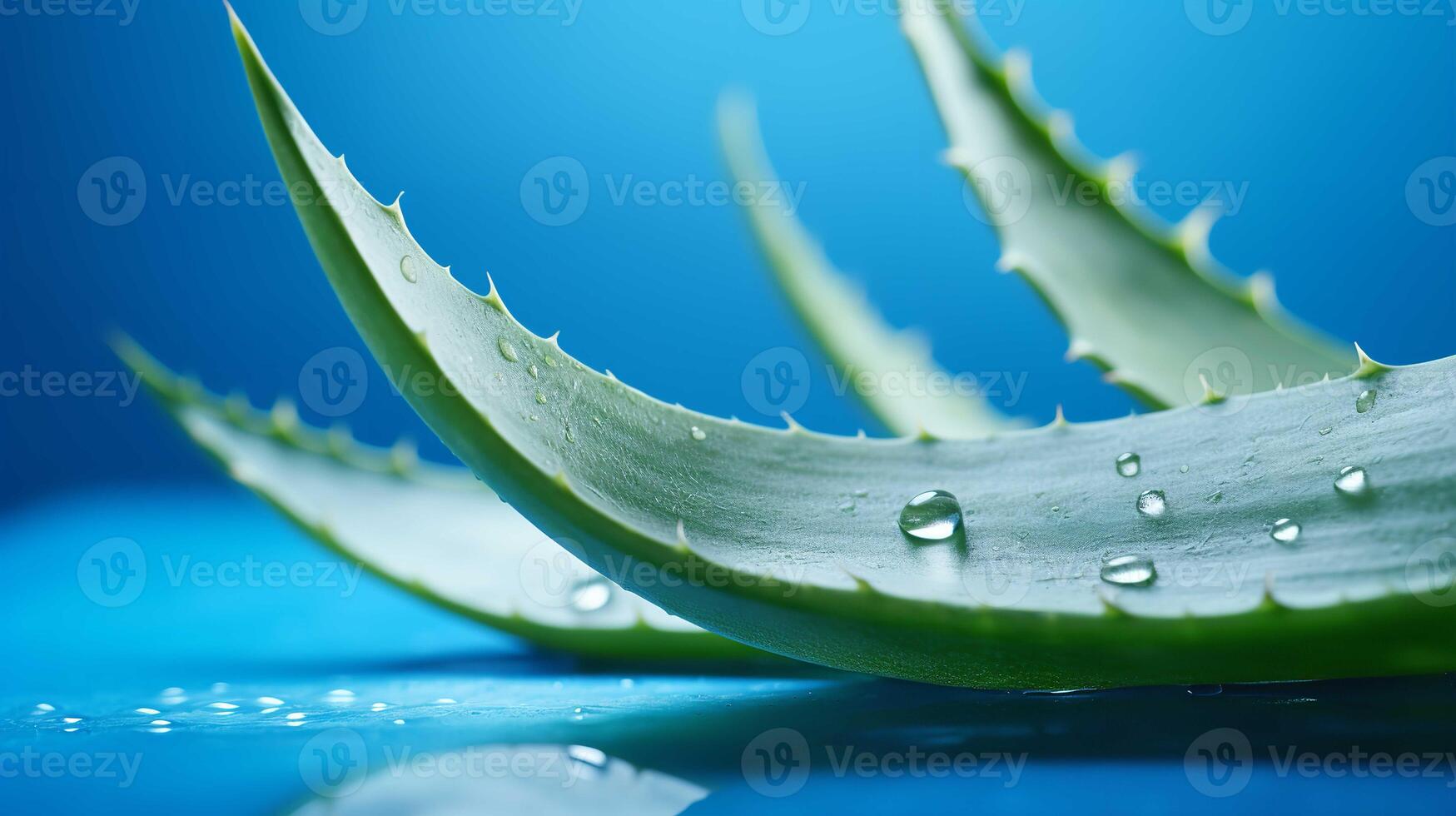 avvicinamento di aloe Vera fette su blu sfondo foto