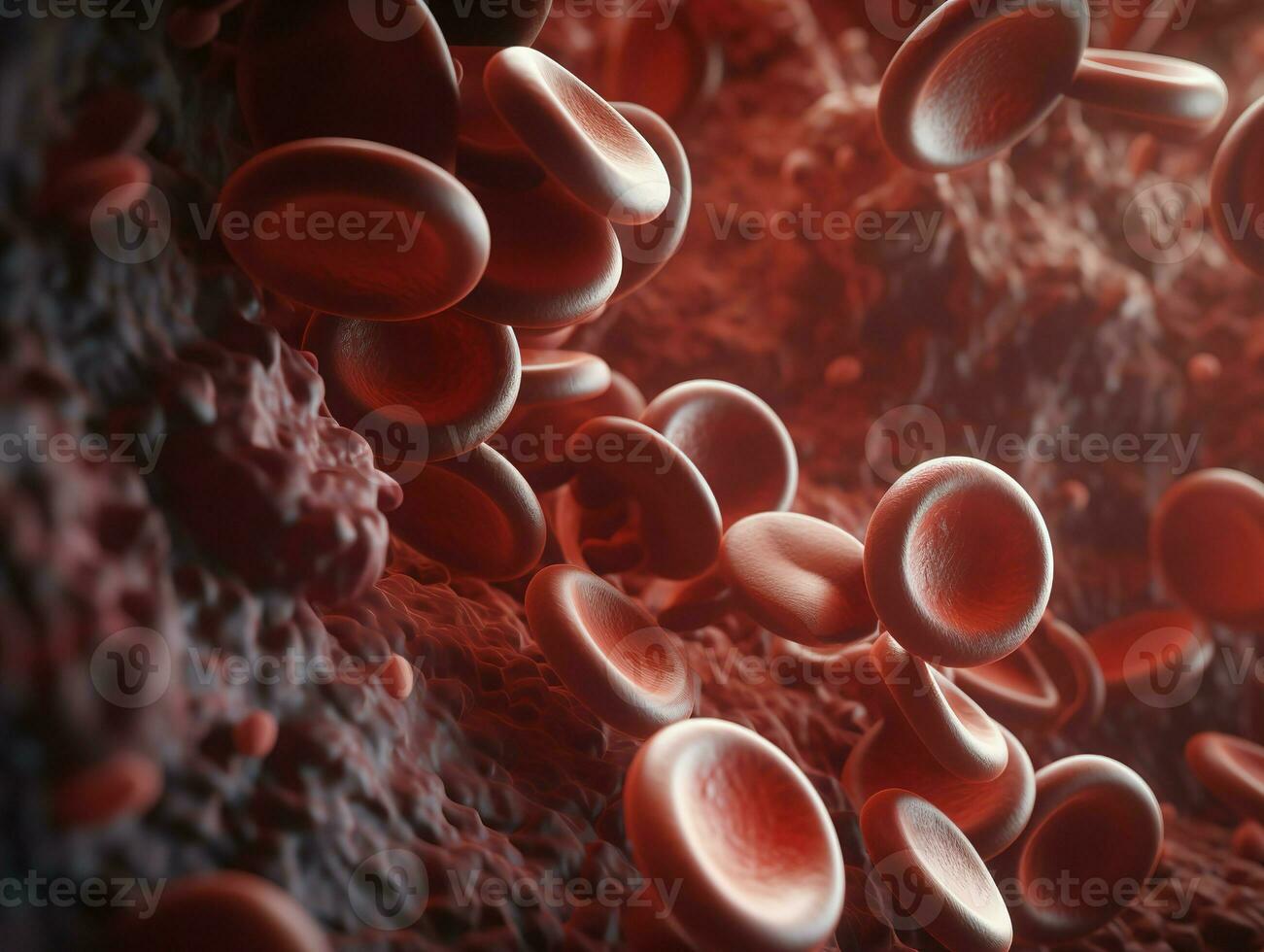 dettagliato sangue cellule in viaggio attraverso vena foto