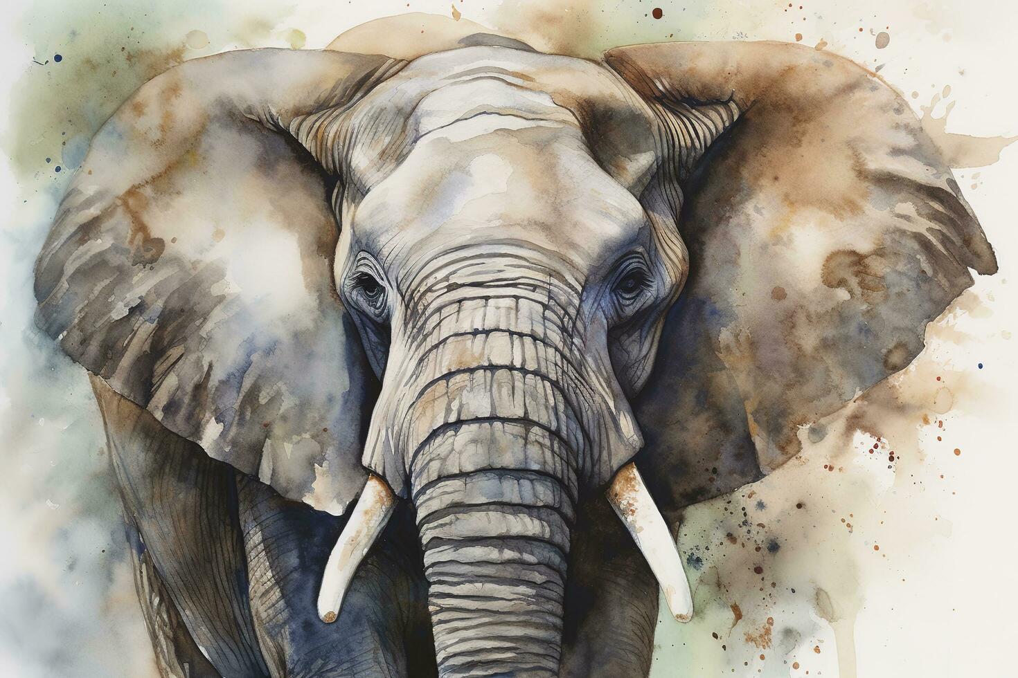 africano elefante acquerello la pittura, bellissimo naturale le forme, croccante pulito forme, colorato, bianca sfondo , creare ai foto