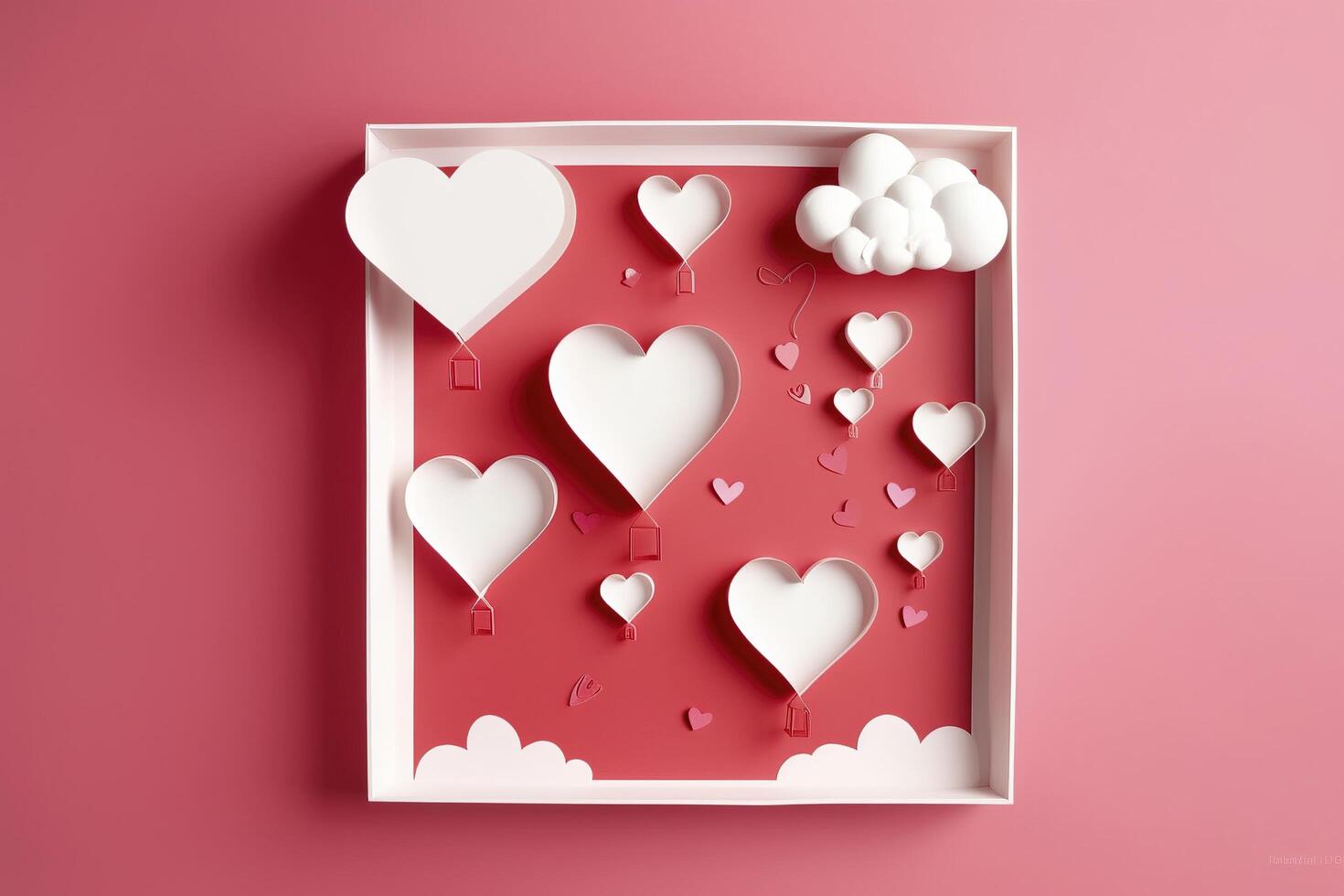 carta tagliare stile, San Valentino giorno con cuore Palloncino e amore, generativo ai foto