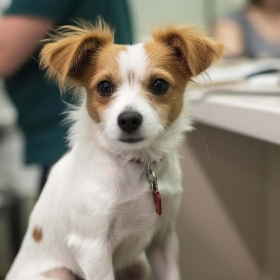 cane animale domestico il veterinario ufficio ai generato foto