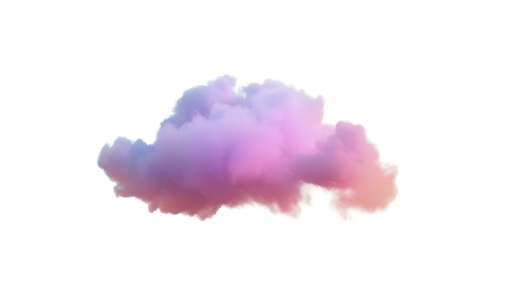 3d rendere, raggiante colorato morbido nube isolato su bianca sfondo. soffice cumulo atmosfera fenomeno. realistico cielo clip arte elemento, creare ai foto