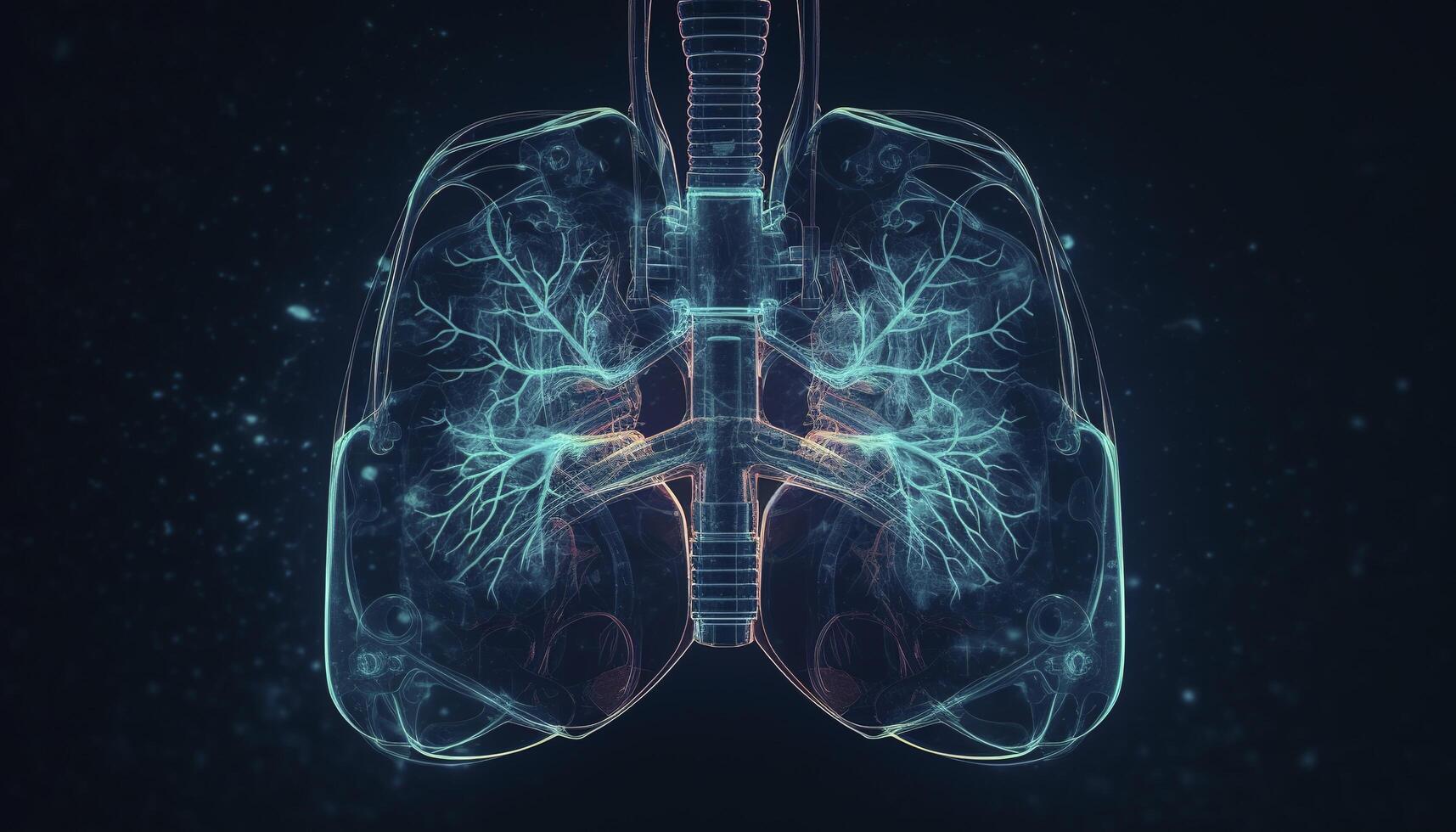 fumoso polmoni di un' fumatore su un' buio sfondo isolato medico concetto 3d illustrazione generativo ai foto