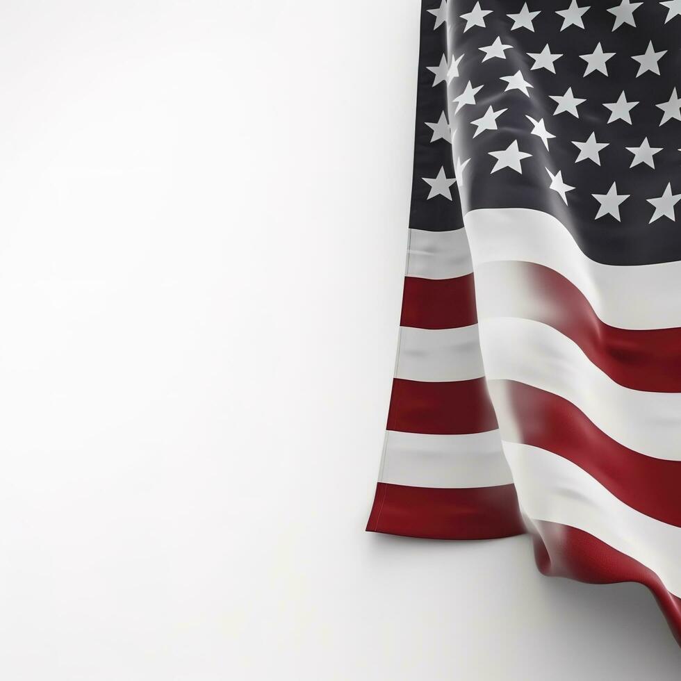 americano bandiera confine isolato su bianca sfondo, creare ai foto