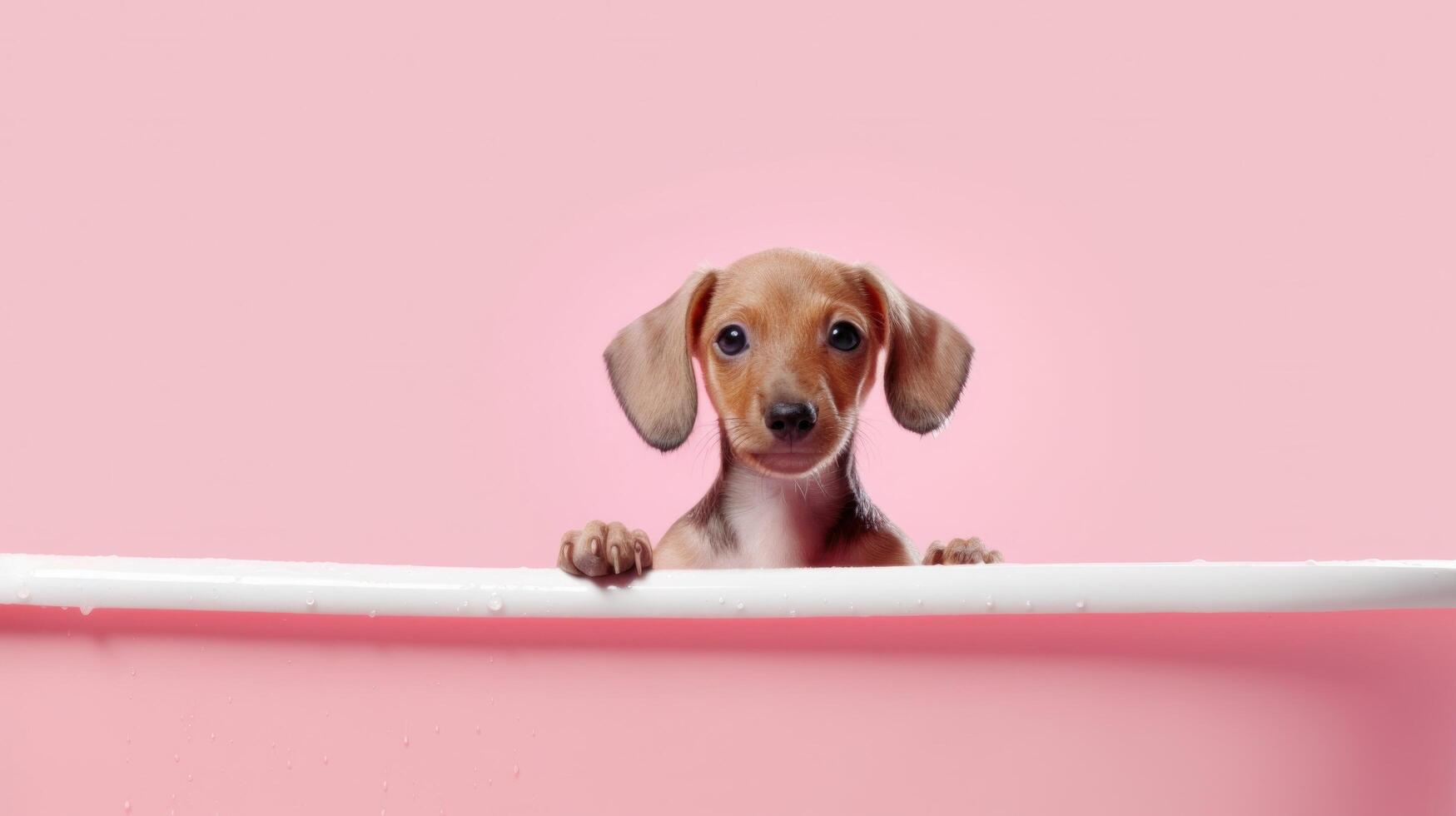 carino poco cucciolo nel bagno. illustrazione ai generativo foto