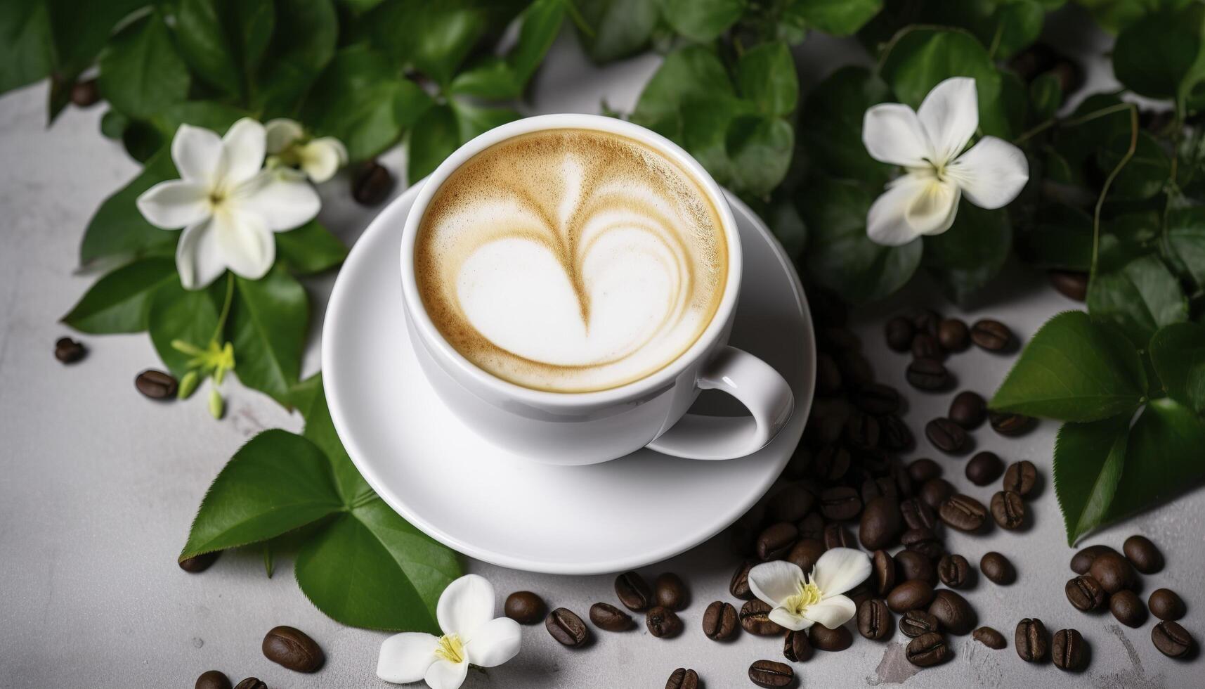 caffè con fiore , generativo ai foto