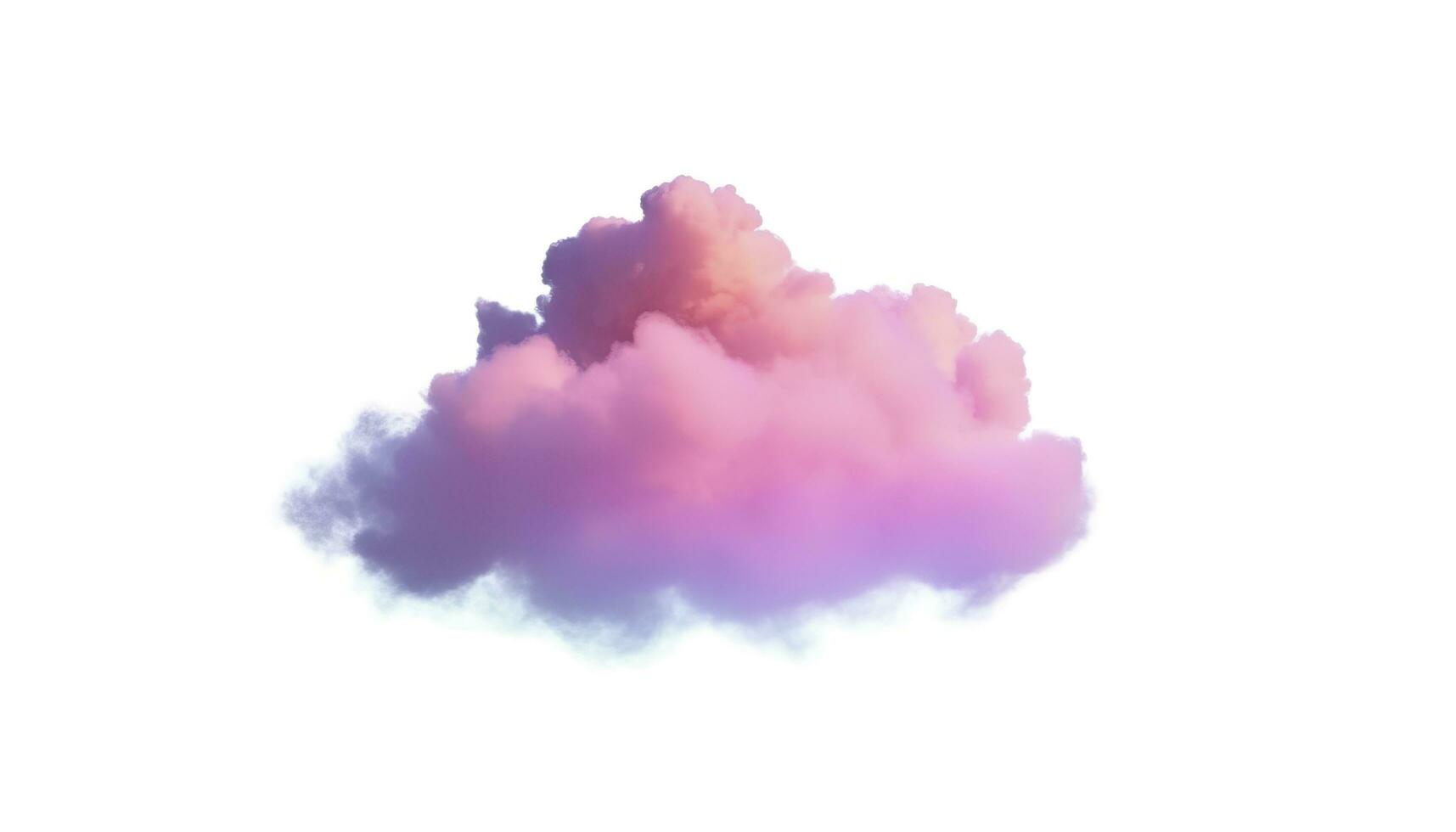 3d rendere, raggiante colorato morbido nube isolato su bianca sfondo. soffice cumulo atmosfera fenomeno. realistico cielo clip arte elemento, creare ai foto