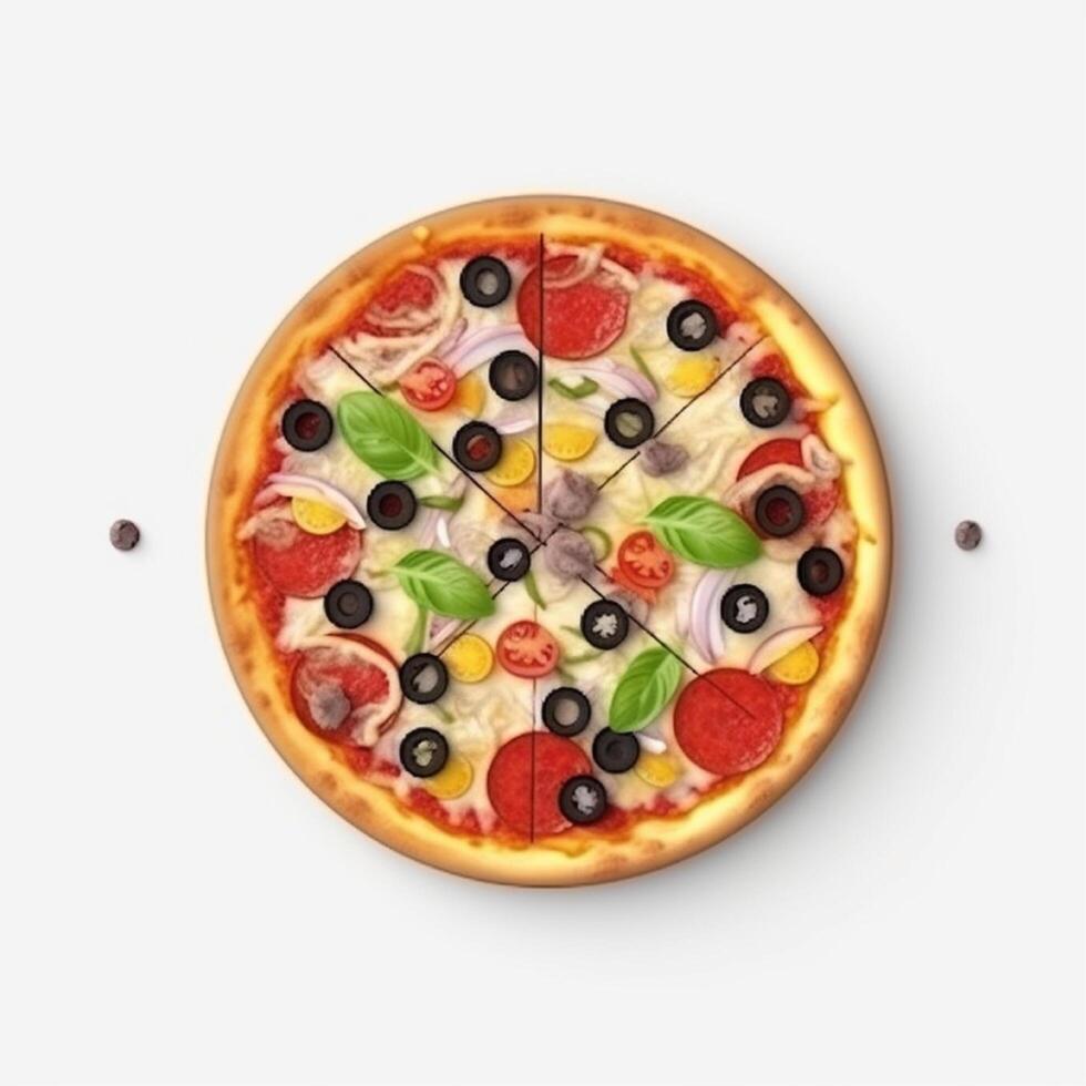 Pizza italiano cibo, piatto posare stile bianca sfondo. ai generato foto