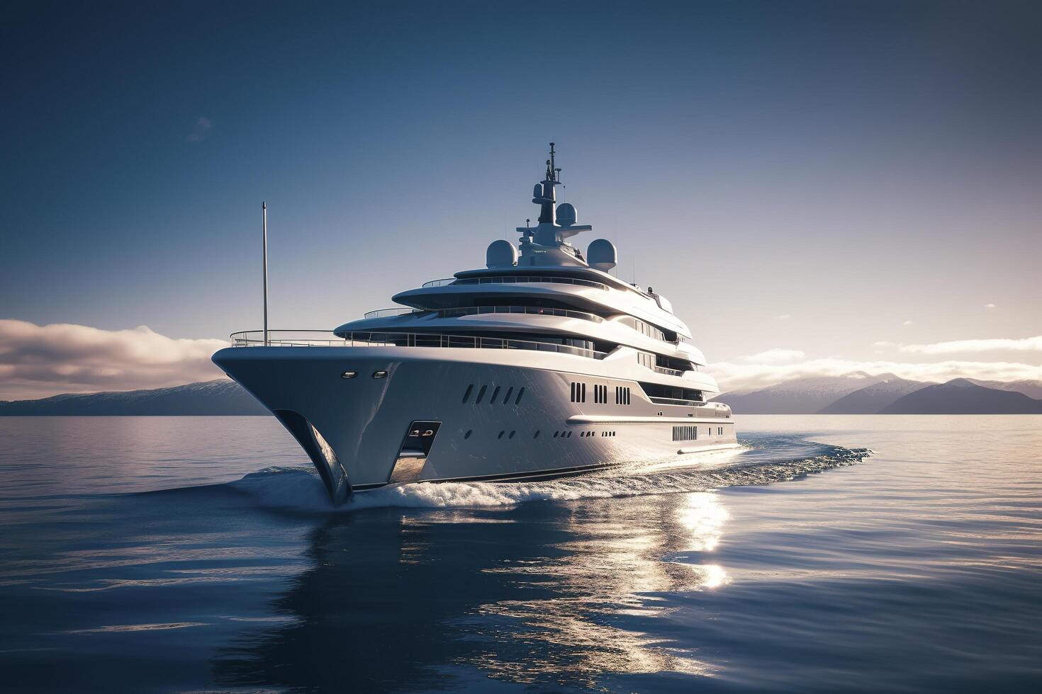 generativo ai illustrazione di superyacht a notte foto