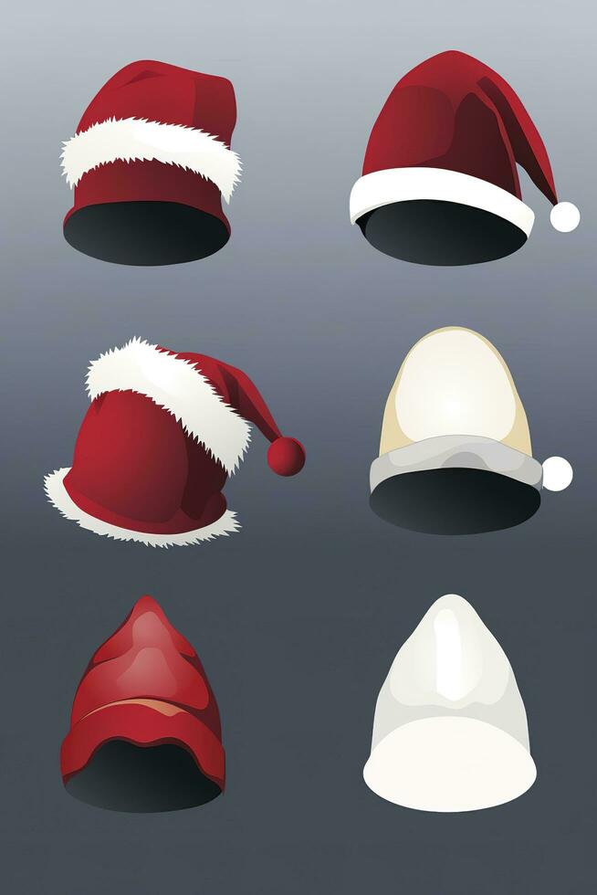 impostato di rosso Santa Claus cappelli isolato, creare ai foto