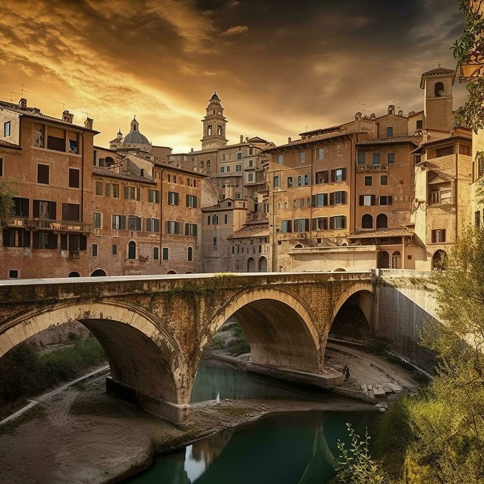 spettacolare primavera paesaggio urbano di polignano un' cavalla cittadina, puglia regione, Italia, Europa. colorato sera paesaggio marino di Adriatico mare. in viaggio concetto sfondo, creare ai foto