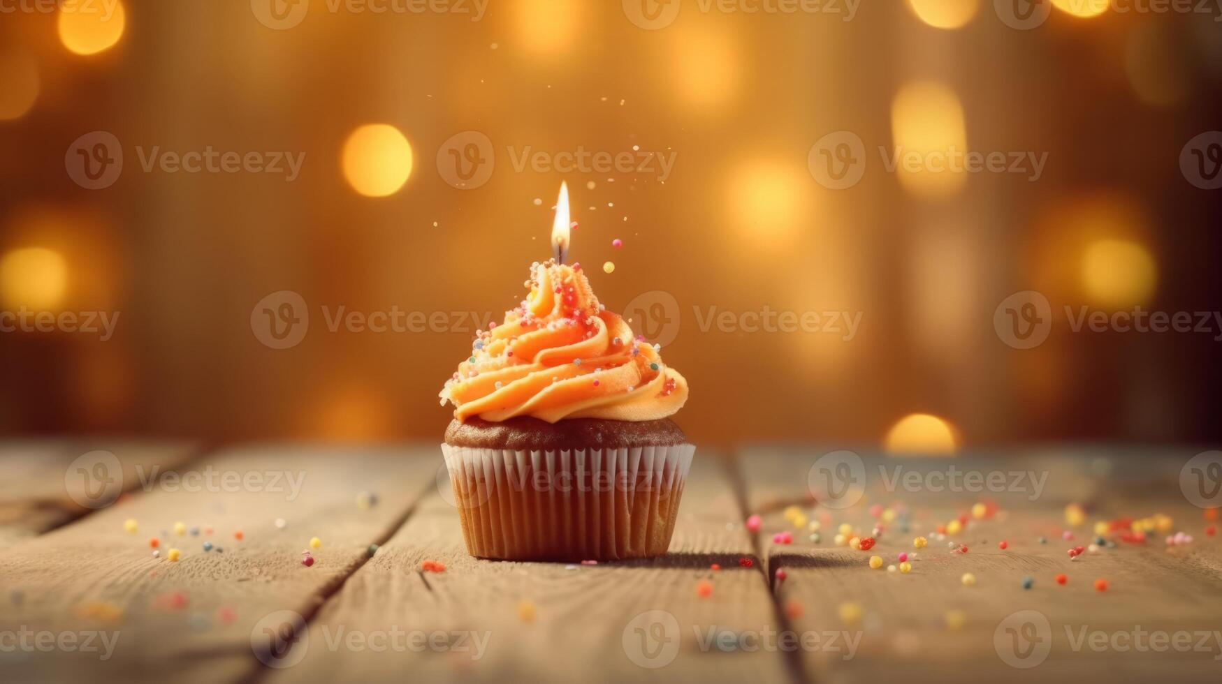 contento compleanno sfondo con cupcake. illustrazione ai generativo foto