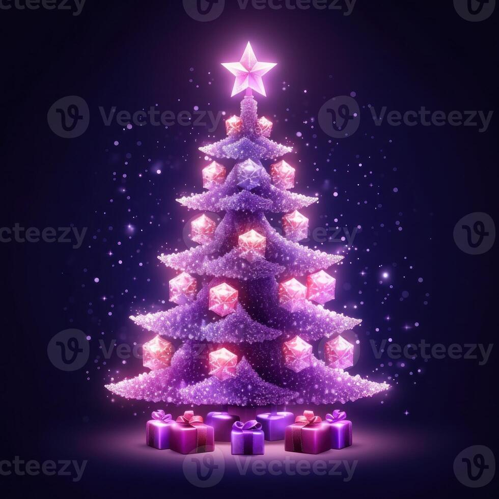 viola lucido Natale albero. illustrazione ai generativo foto