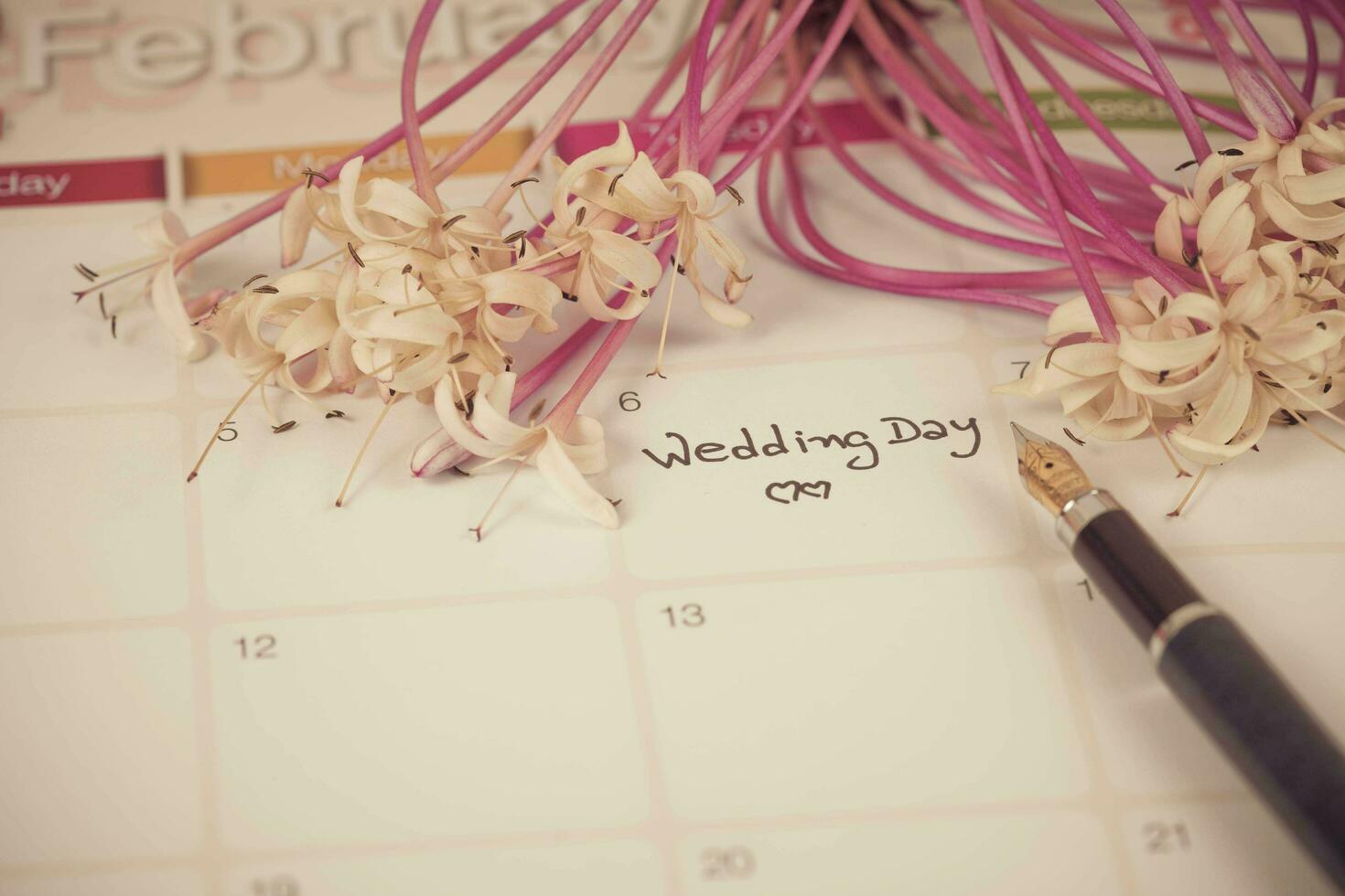 promemoria nozze giorno nel calendario pianificazione e Fontana foto