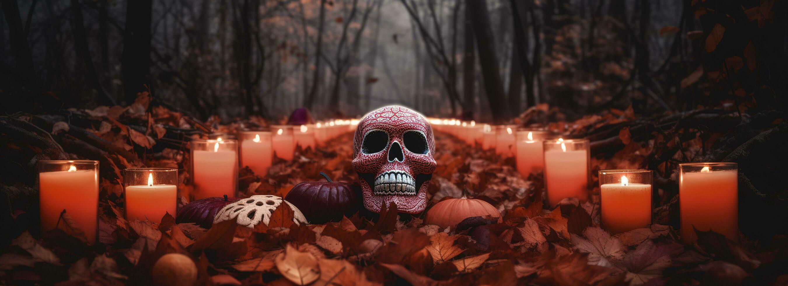 giorno di il morto teschi. dia de los muertos. giorno di il morto e messicano Halloween sfondo. messicano tradizione Festival. giorno di il morto zucchero cranio. dia de los muertos, creare ai foto