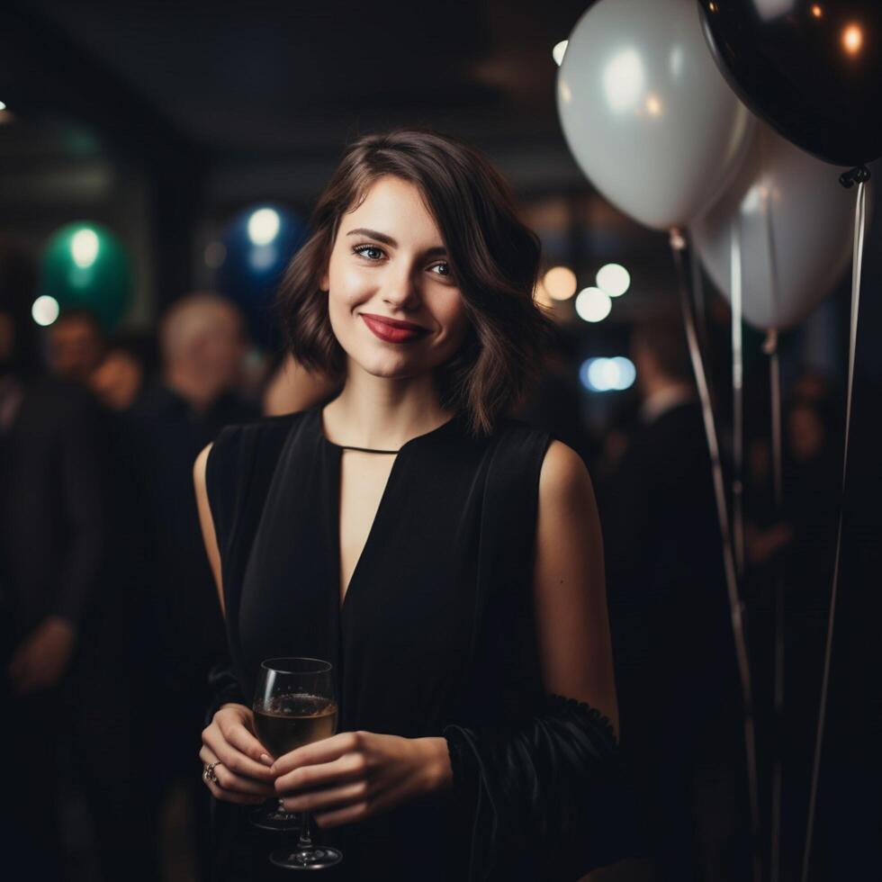 donne va per aziendale festa ai generato foto