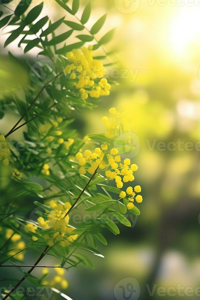 un' vicino su di paesaggio di lussureggiante verdura con acacia foto