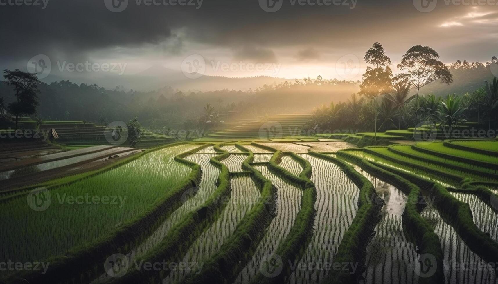 lussureggiante terrazzato riso risaie nel sa papà generato di ai foto