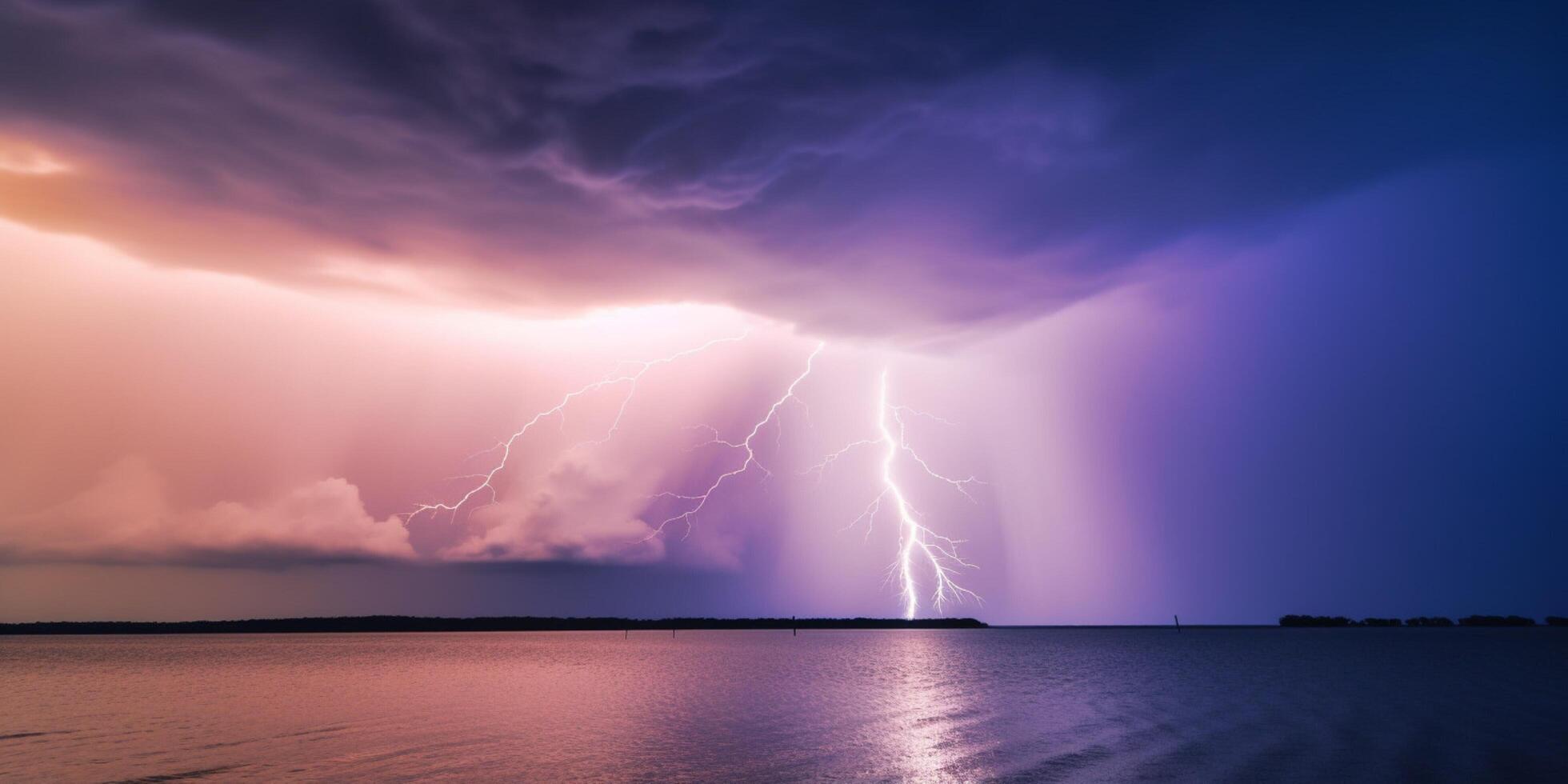 un' Strom con un' alleggerimento su il superiore ai generato foto