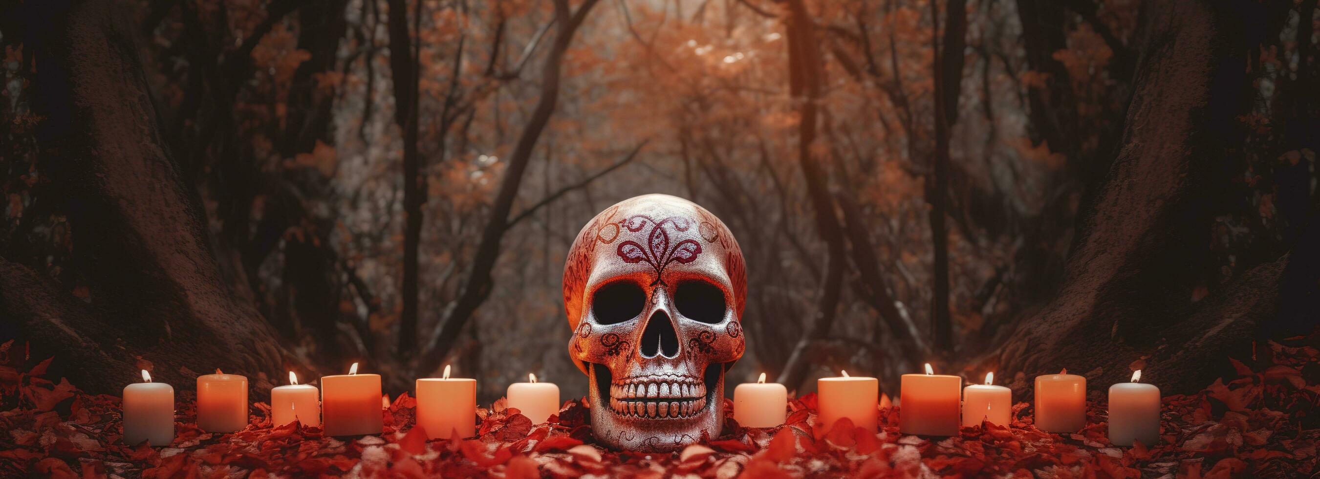 giorno di il morto teschi. dia de los muertos. giorno di il morto e messicano Halloween sfondo. messicano tradizione Festival. giorno di il morto zucchero cranio. dia de los muertos, creare ai foto