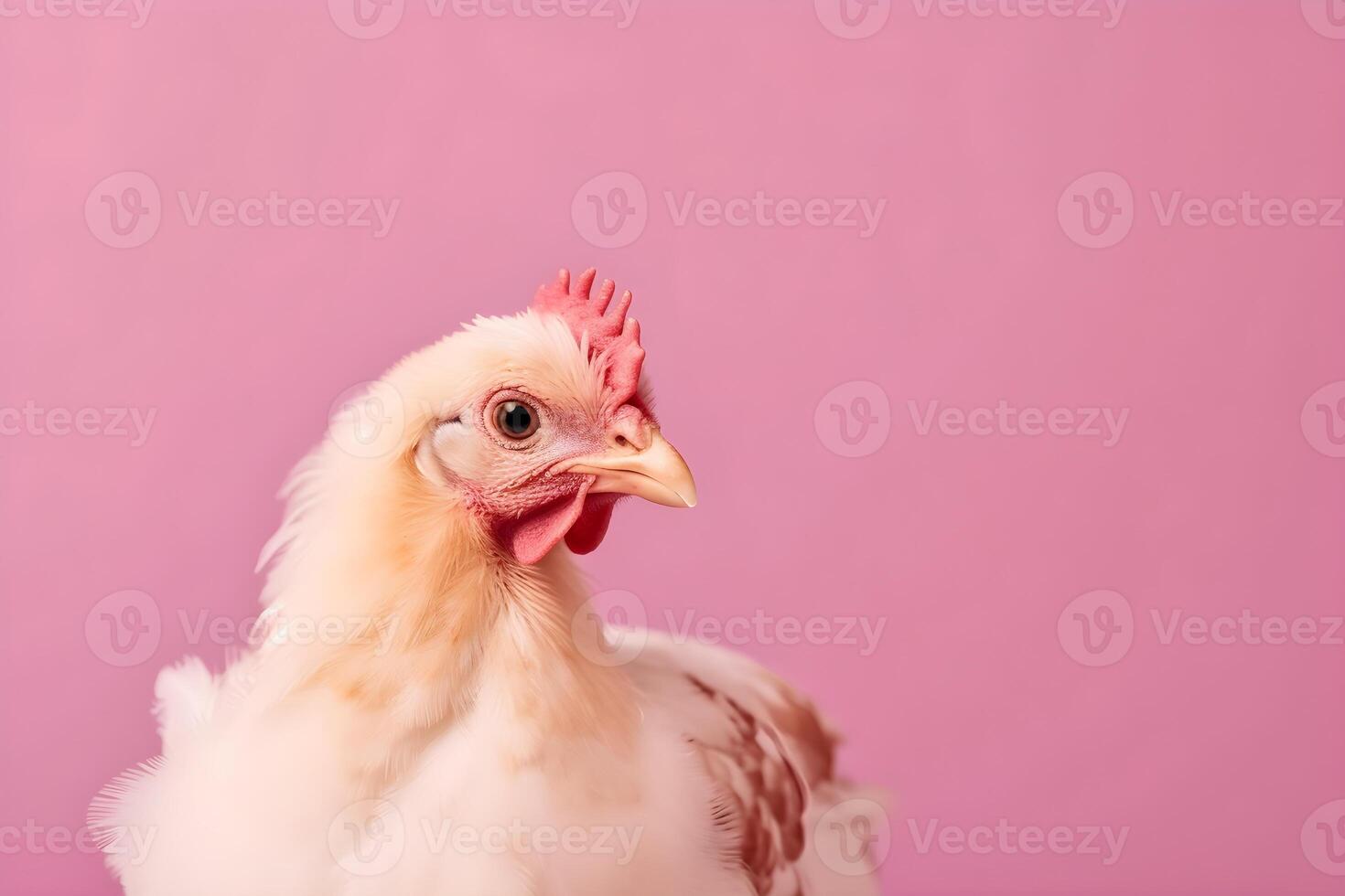 pollo su rosa sfondo con copyspace. agricoltura e agricoltura concetto. ai generato. foto