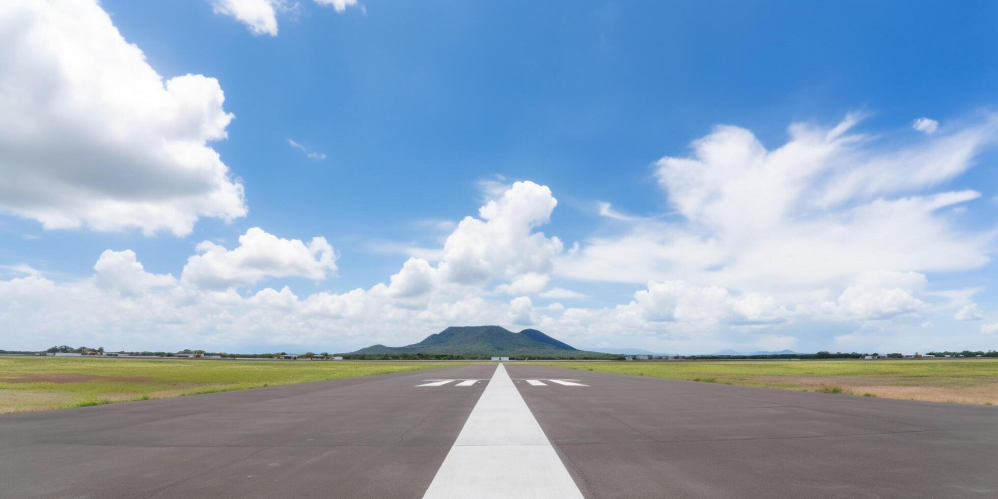 immagine di un aeroporto con un' blu cielo e nuvole ai generato foto