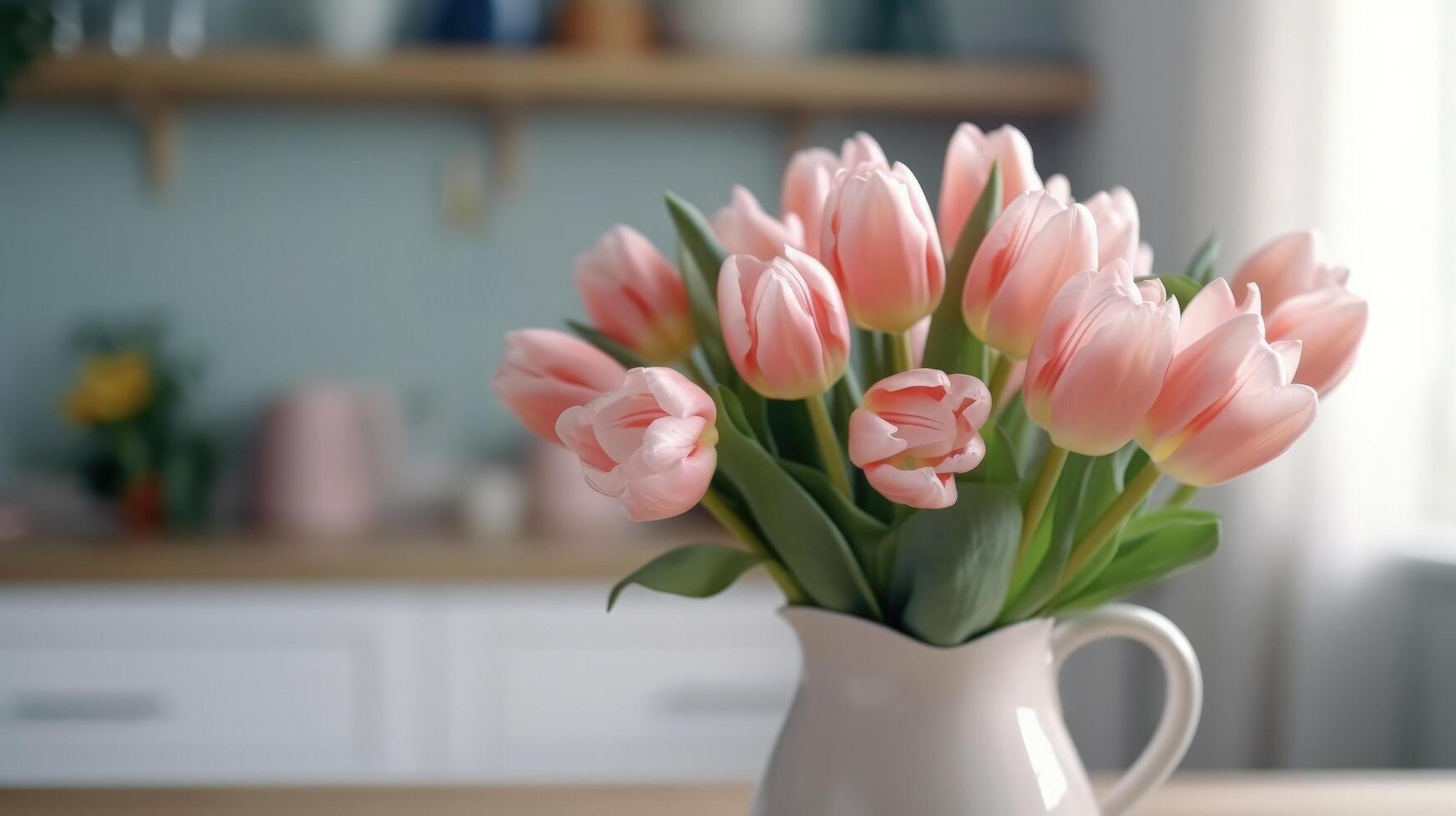 fresco mazzo di tulipani. illustrazione ai generativo foto