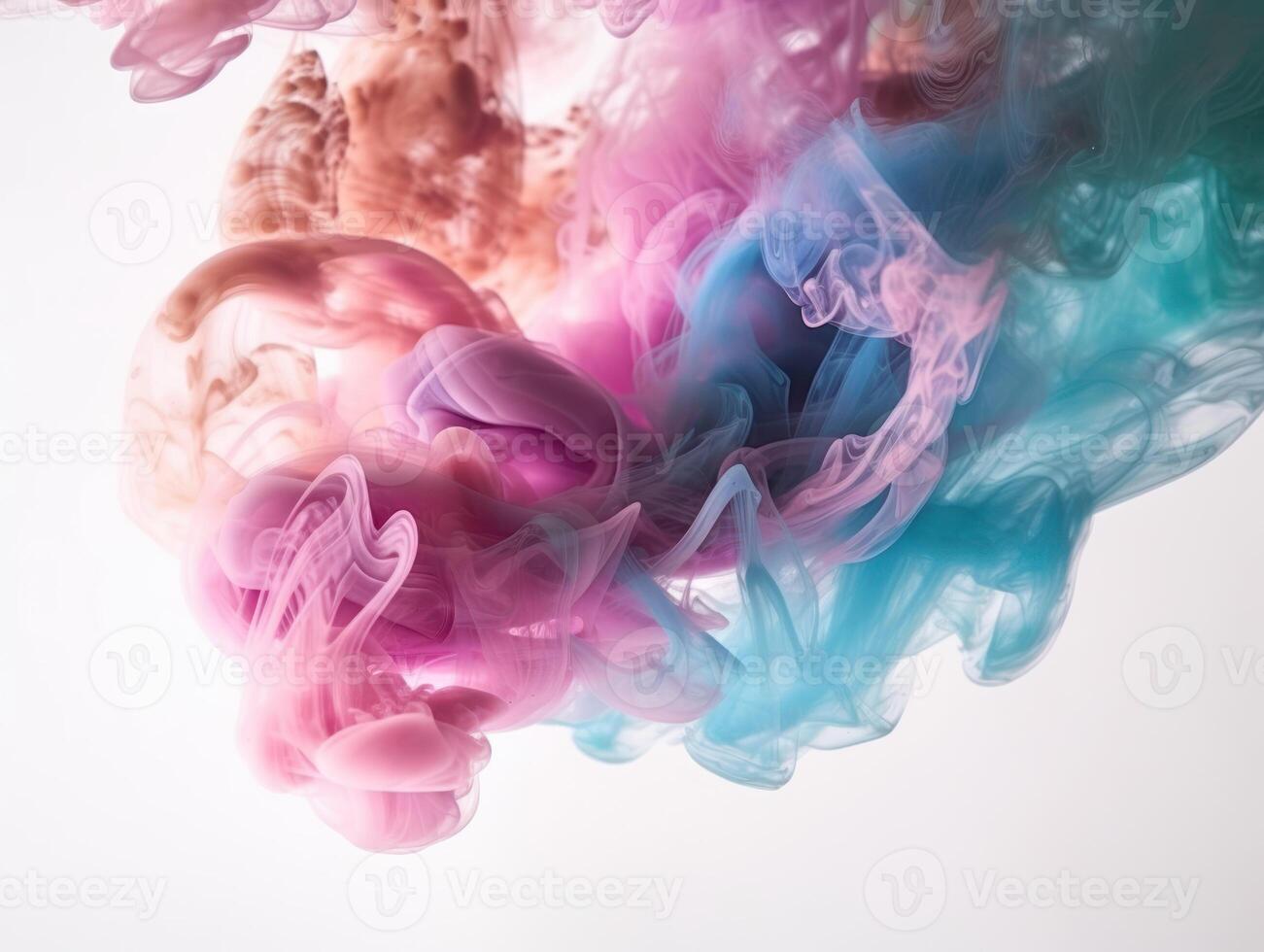 colorato Fumo isolato su bianca sfondo astratto sfondo per arte design creato con generativo ai tecnologia foto