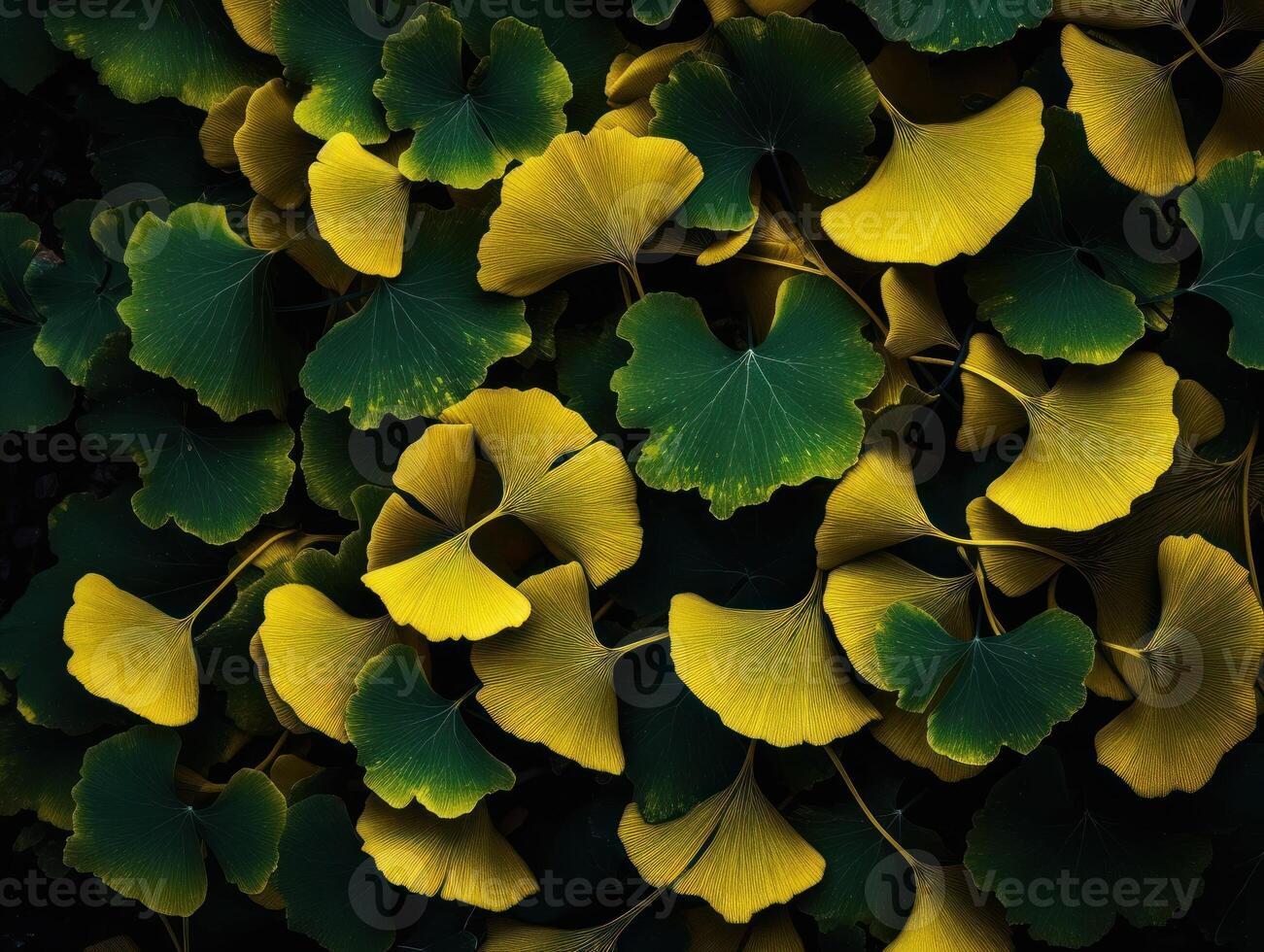 ginkgo biloba le foglie buio sfondo creato con generativo ai tecnologia foto