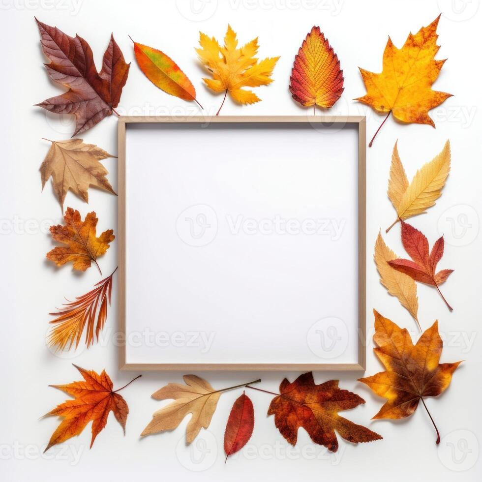 autunno le foglie telaio. illustrazione ai generativo foto
