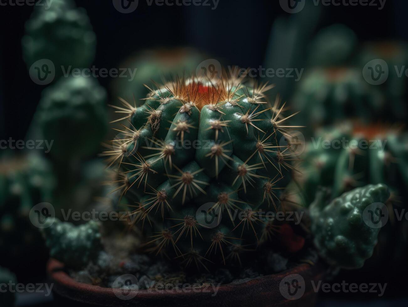 miniatura casa fiori succulente e cactus nel il giardino creato con generativo ai tecnologia foto