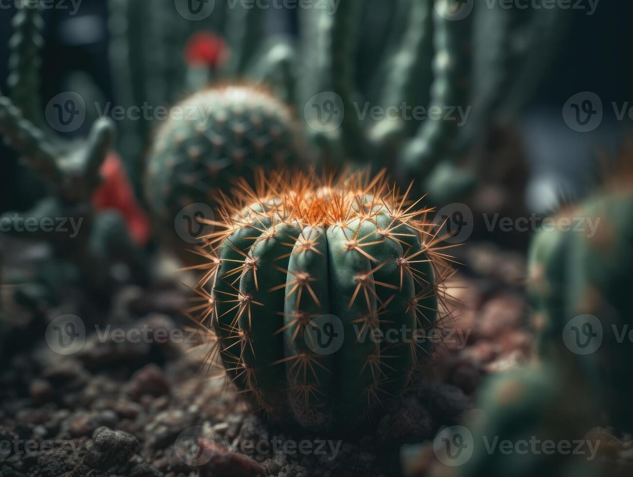 miniatura casa fiori succulente e cactus nel il giardino creato con generativo ai tecnologia foto