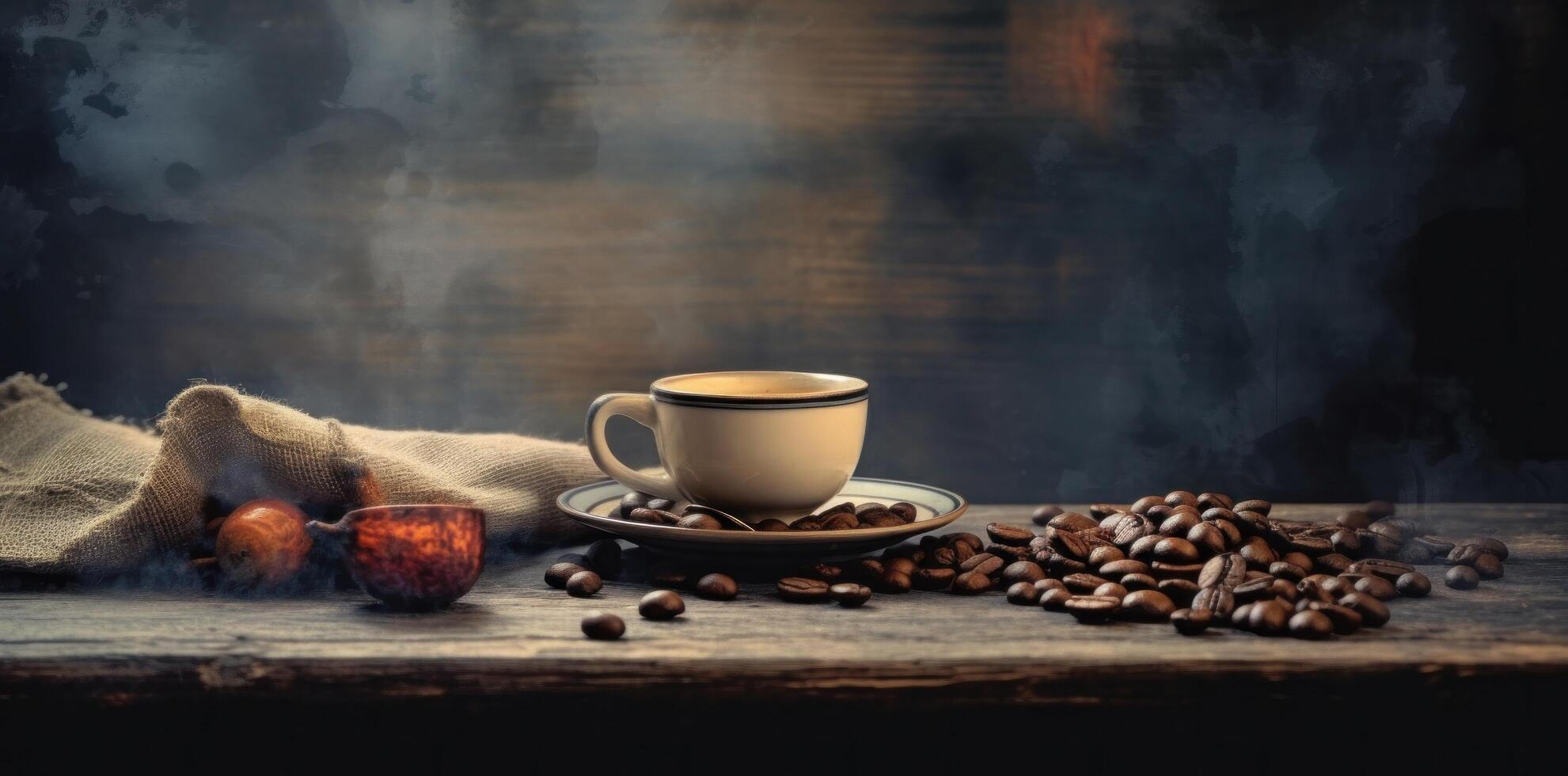 un' tazza di caffè con odore. illustrazione ai generativo foto