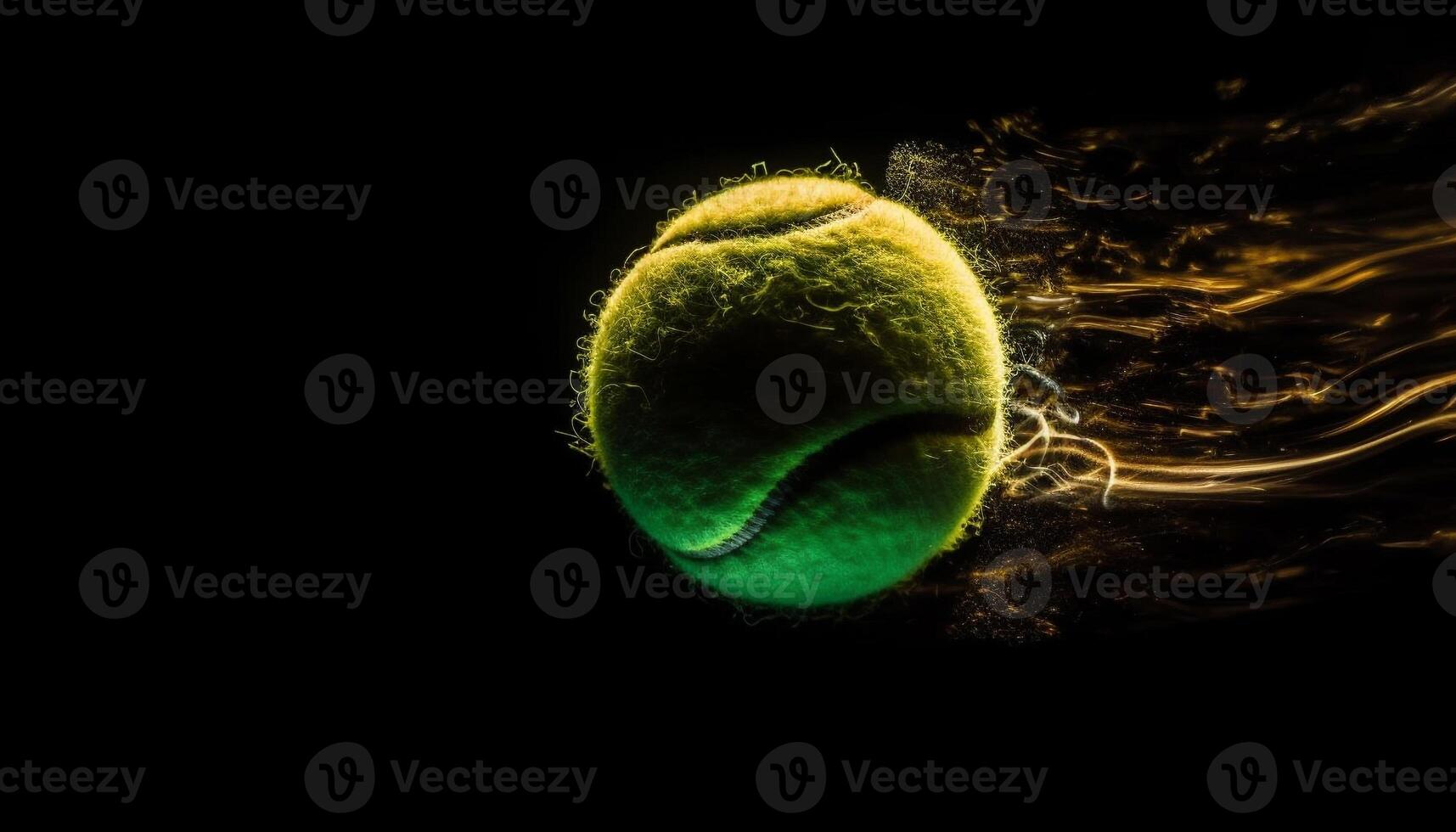 vivace giallo tennis palla gocce su nero sfondo, movimento sfocatura generato di ai foto