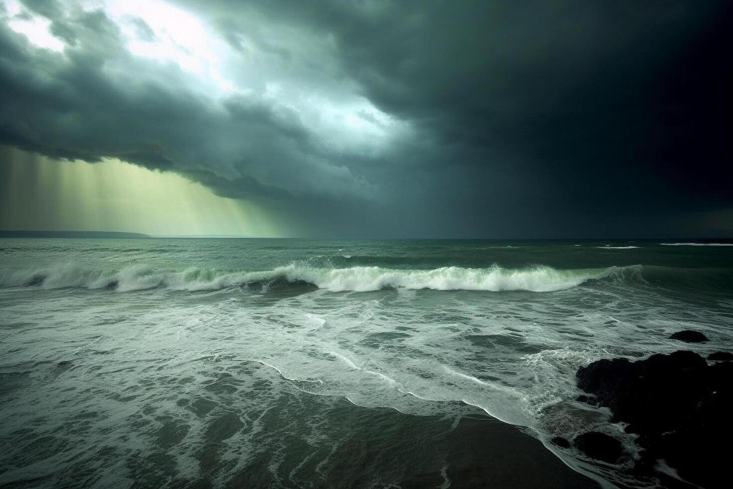 un' tempesta al di sopra di il oceano ai generativo foto