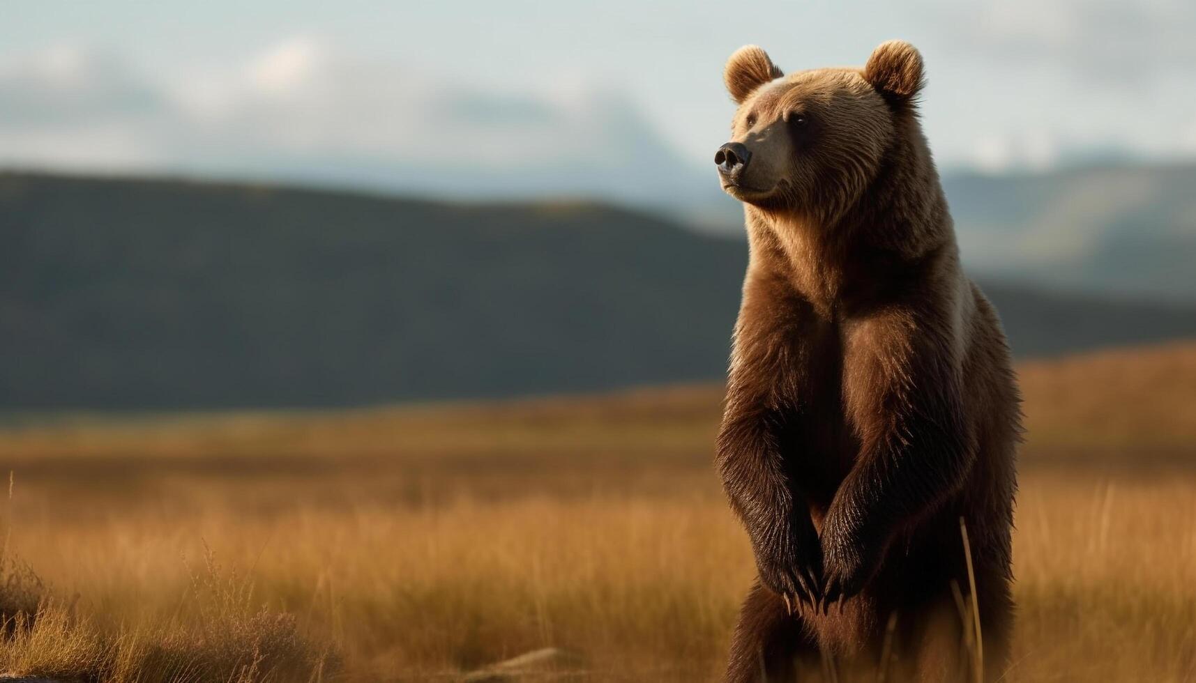 maestoso mammifero in piedi nel a distanza natura selvaggia la zona generato di ai foto