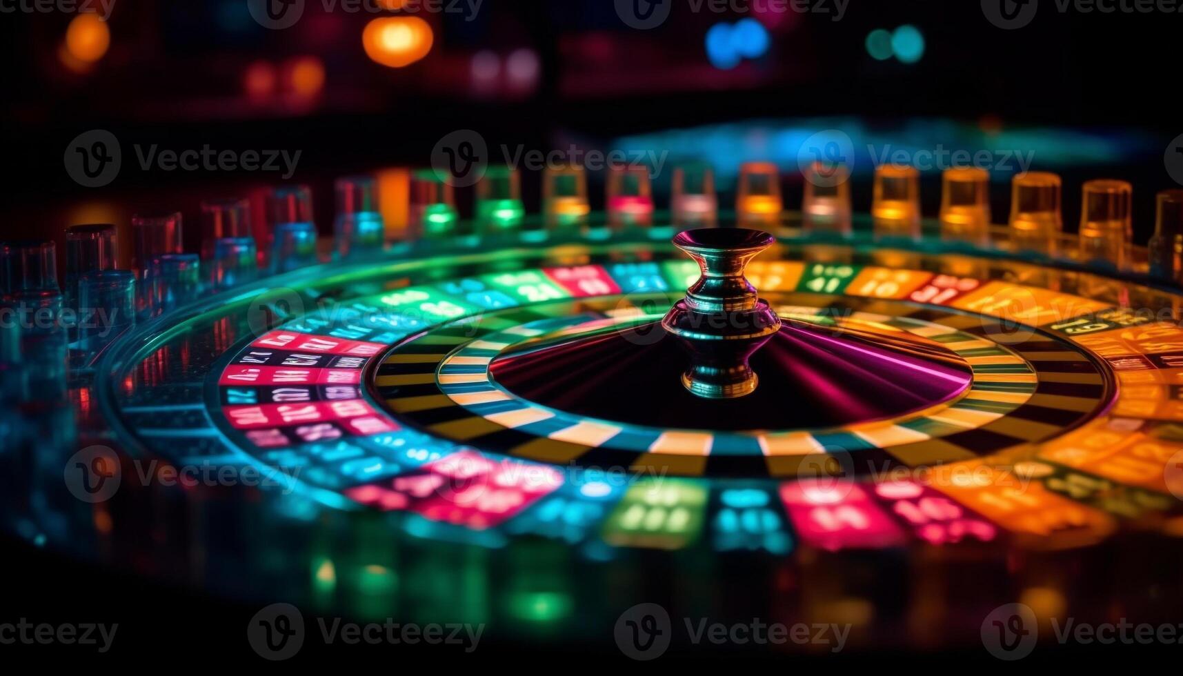 Filatura roulette ruota porta fortuna e divertimento per casinò notte generato di ai foto