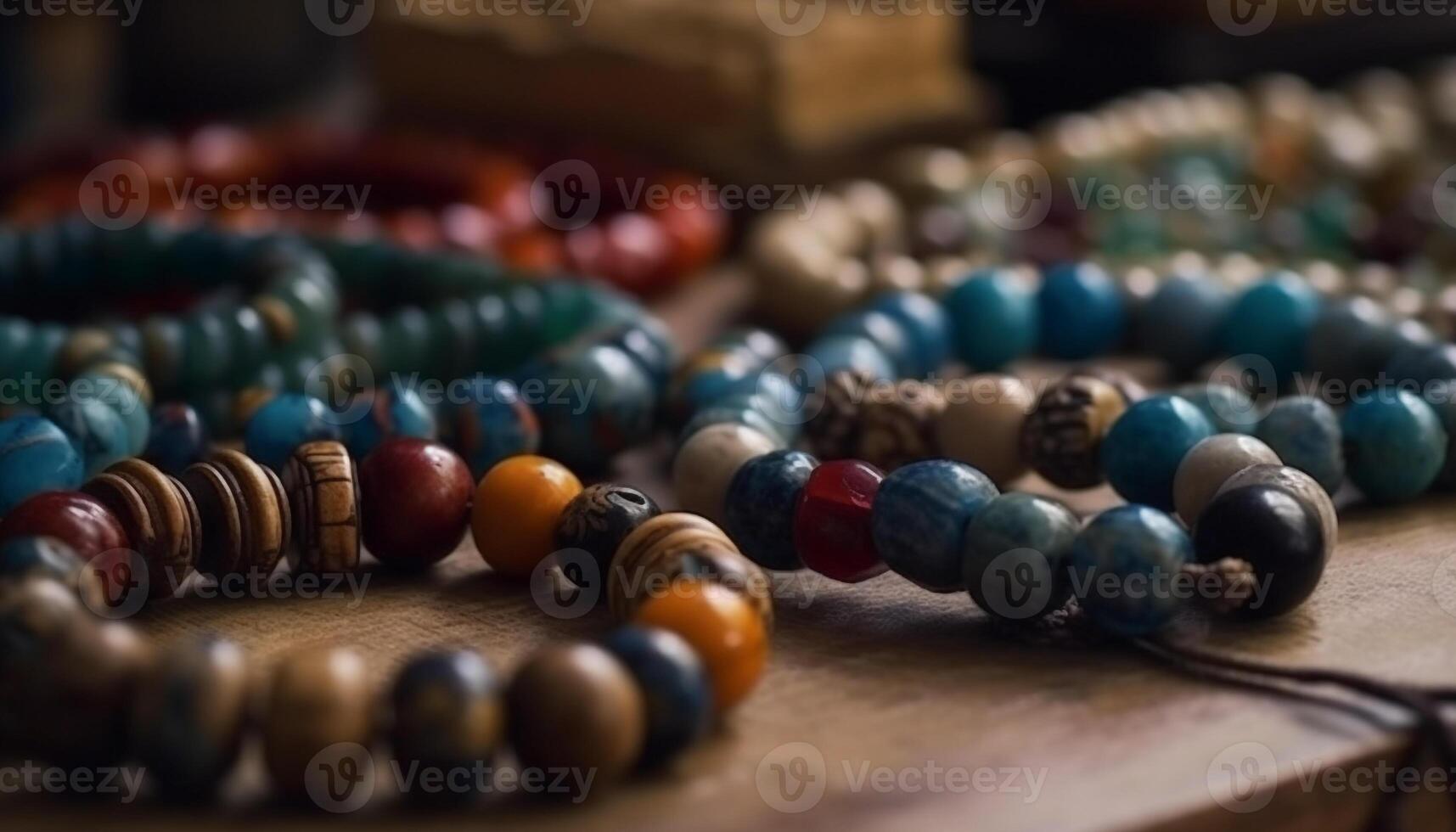 Multi colorato perlina collana, un' moda souvenir con elegante pietre preziose generato di ai foto