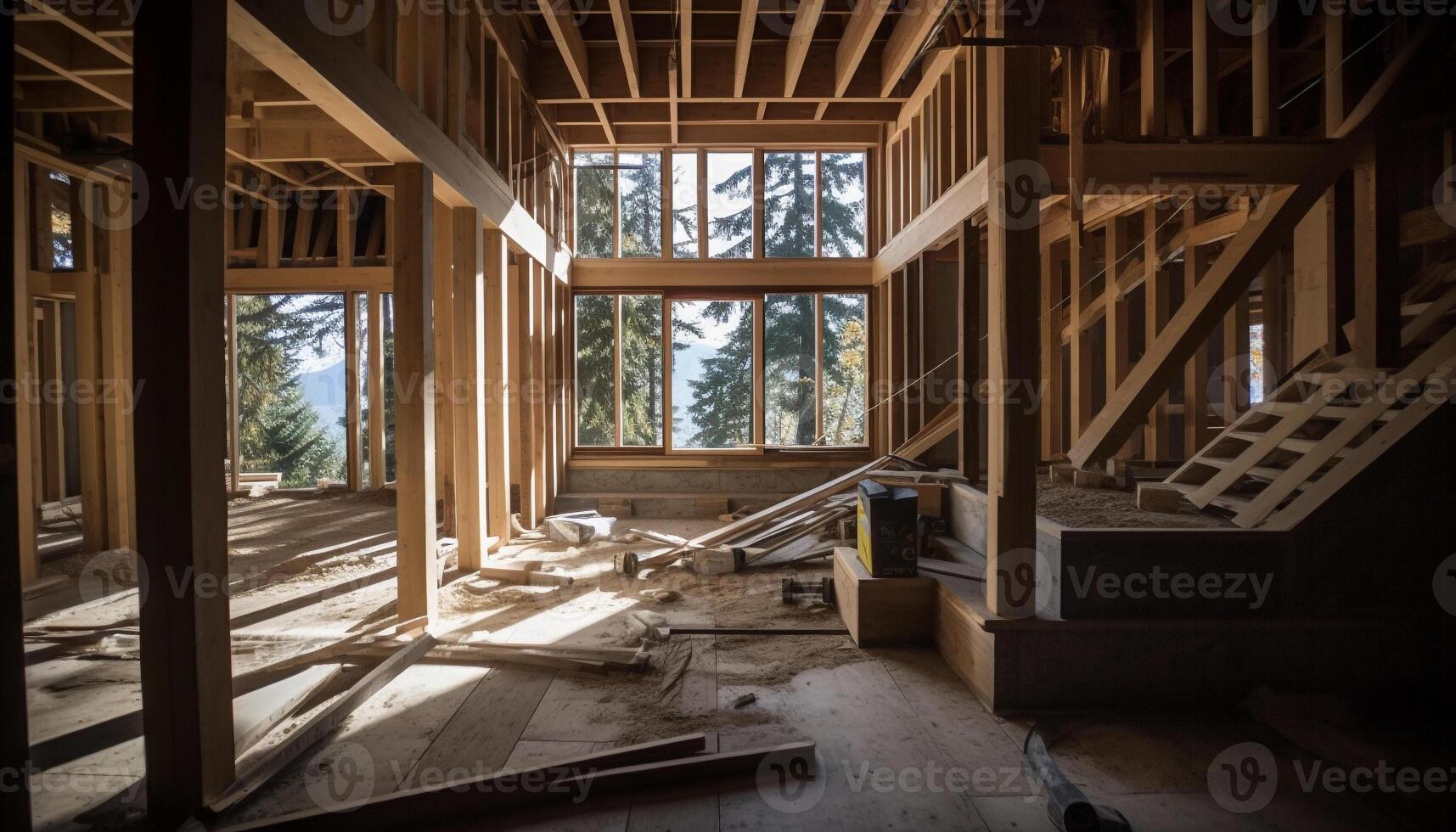 moderno carpenteria industria Lavorando su planimetria per Residenziale edificio sviluppo generato di ai foto